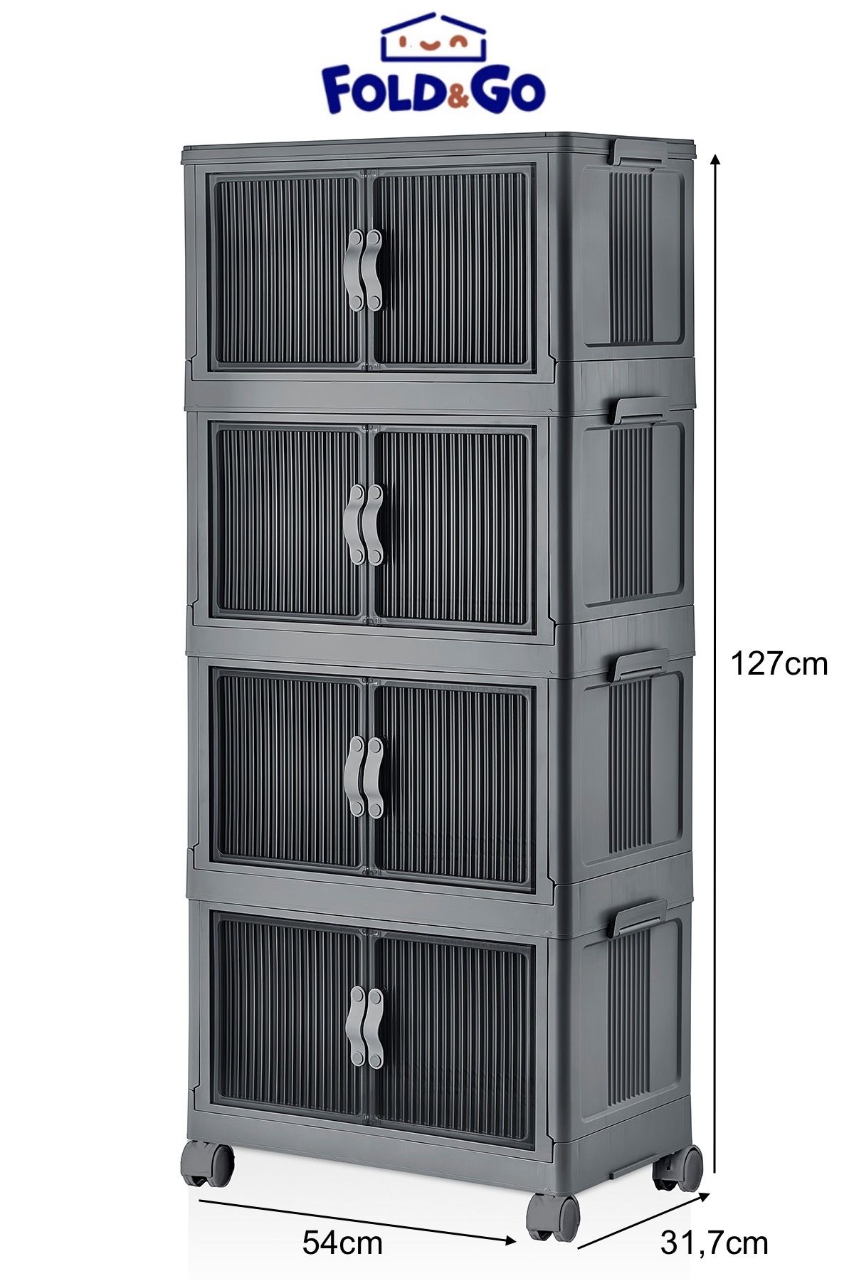 Myplas Fold&Go 4'lü Portatif Dolap Çok Amaçlı Tekerlekli Katlanır Organizer ”beyaz”