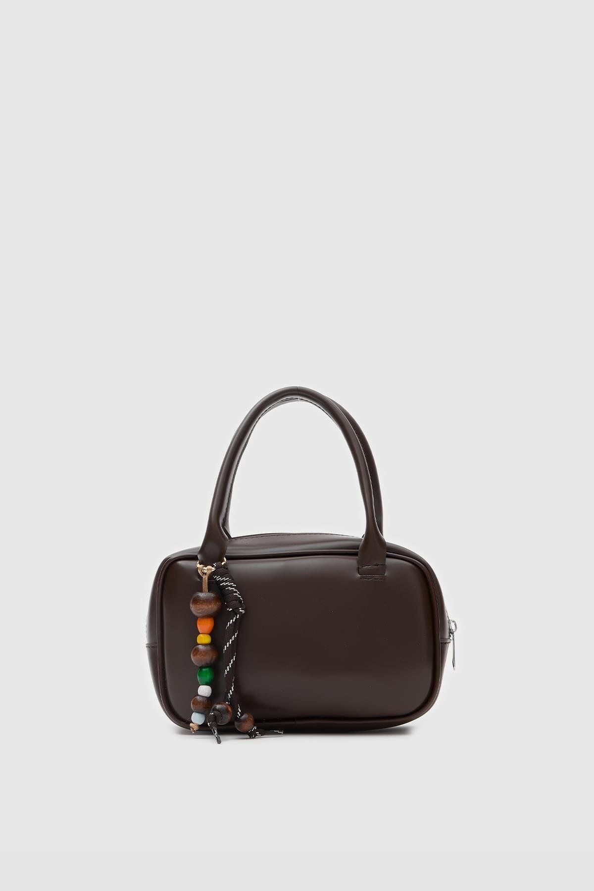 Shule Bags Pra Kahve Aksesuarlı Mini Oval El Ve Çapraz Çanta