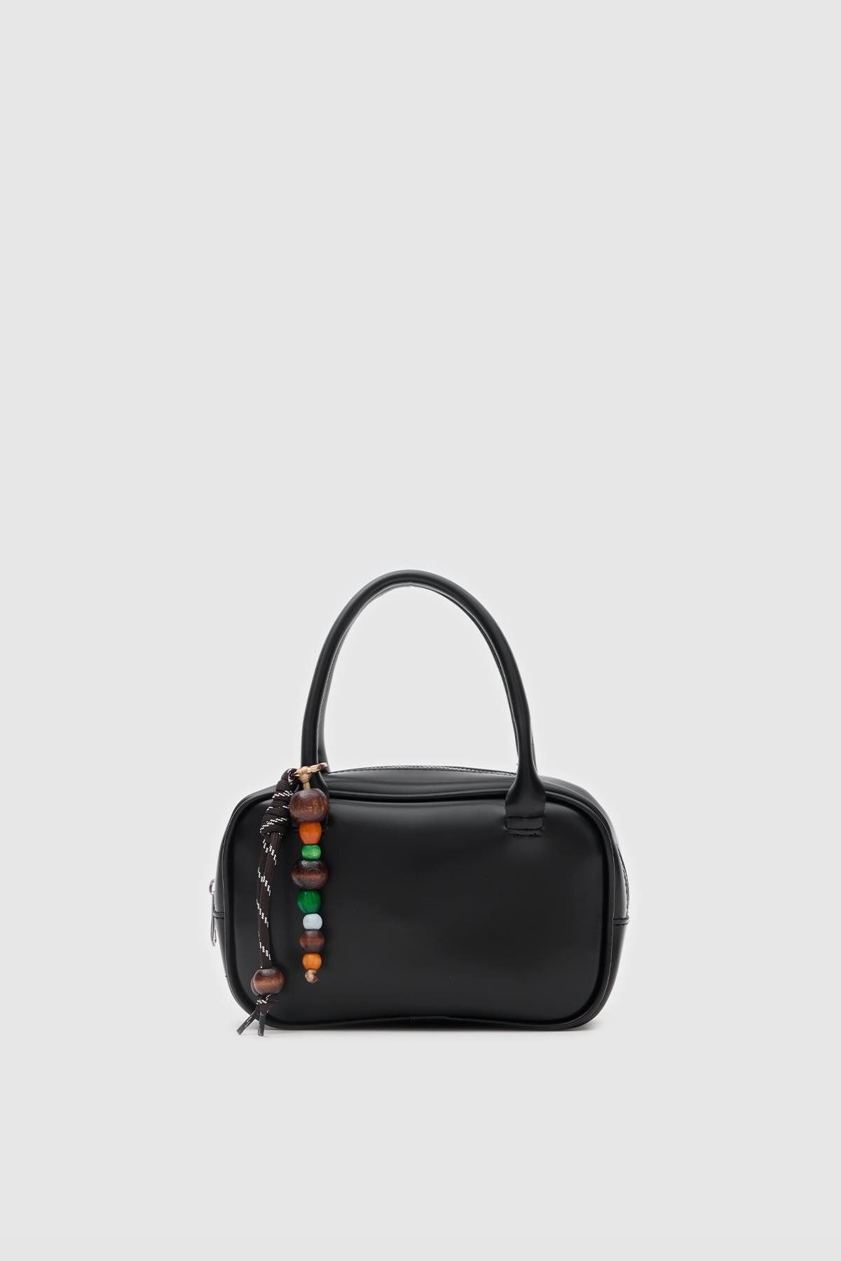 Shule Bags Pra Siyah Aksesuarlı Mini Oval El Ve Çapraz Çanta