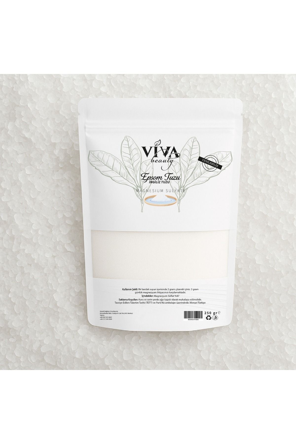 VivaBeauty Magnesium Sülfate İngiliz Tuzu Epsom Tuzu 250g