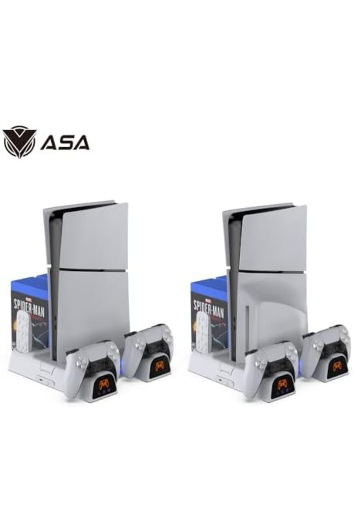 ASA-Dual Fast Charging Station For Ps5 Console With Game Storage Vertical Stand 4