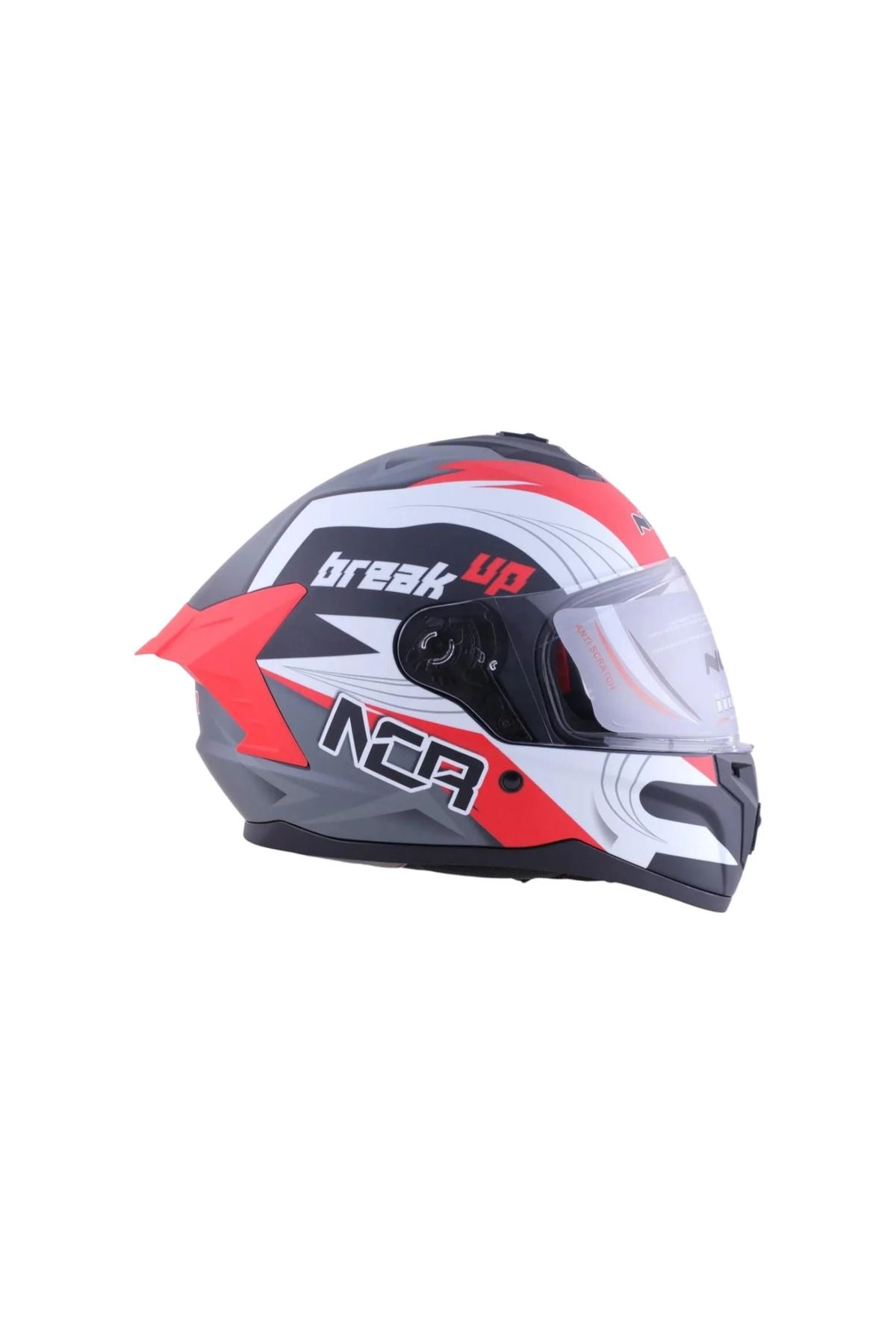 NCR KASK KAPALI ECE SERTİFİKALI - MAT SİYAH GRAFİK KIRMIZI #13014MSGK [S]