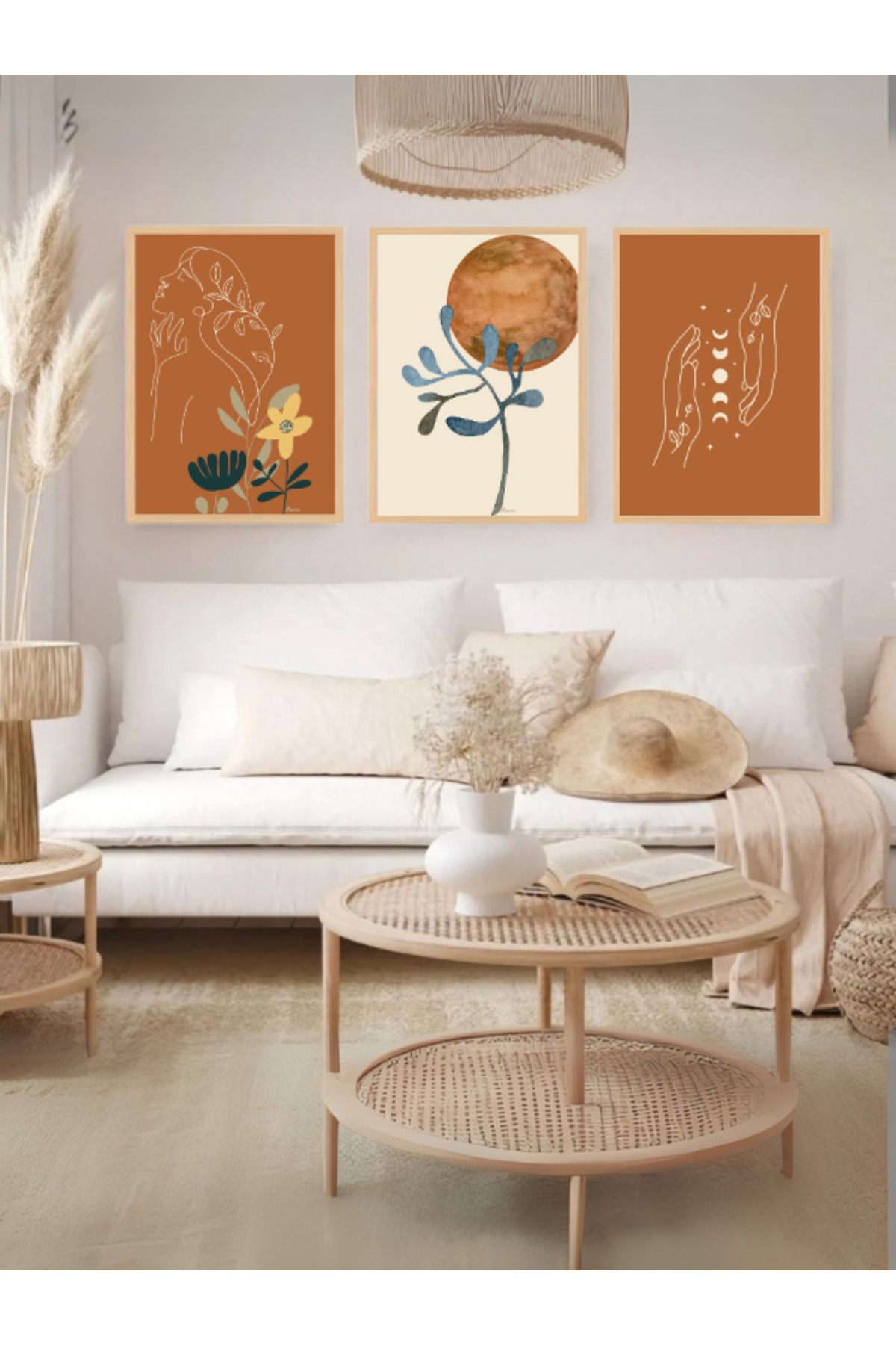 Tuba Decor 3 Parça Ahşap Çerçeve Görünümlü Mdf Tablo Seti