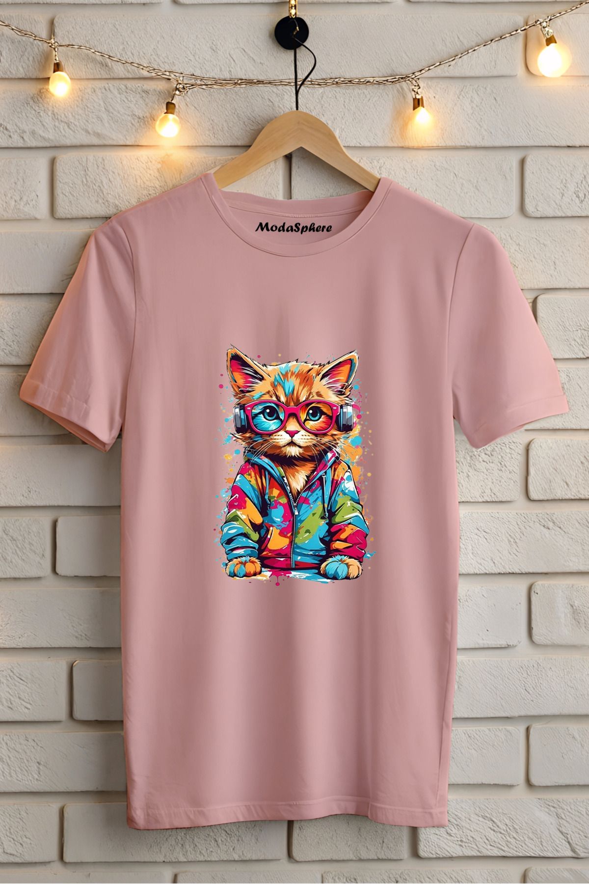 ModaSphere Kedi Baskılı Unisex Oversize Tişört