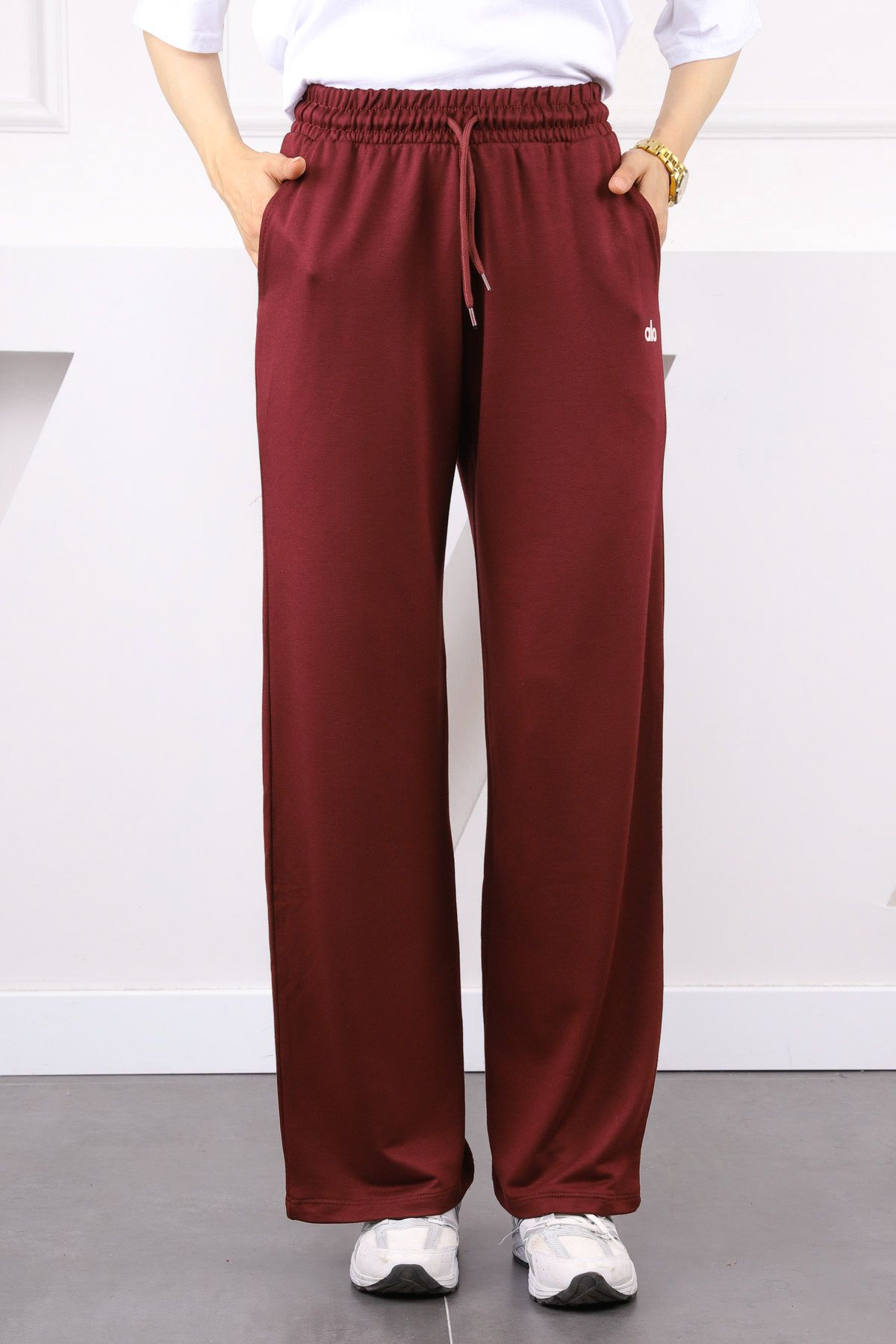 İmajButik Bordo Bel Lastikli Modal Eşofman Altı