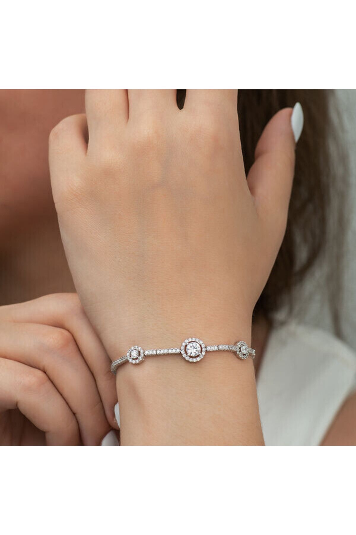 shop Su Yolu Üç Taşlı 925 Ayar Gümüş Bileklik