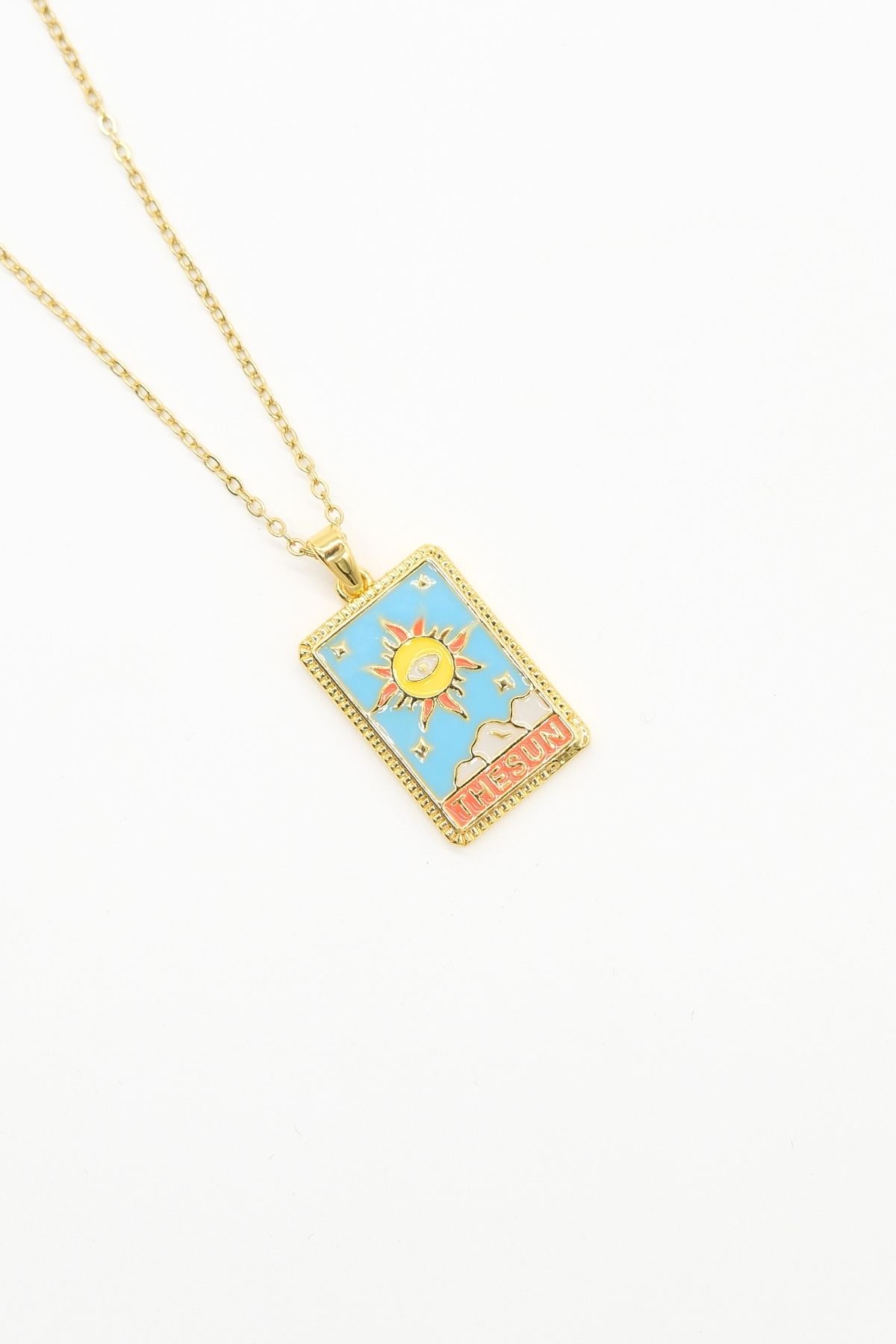 TAKIBOX Çelik Gold Renk The Sun Tarot Kolye