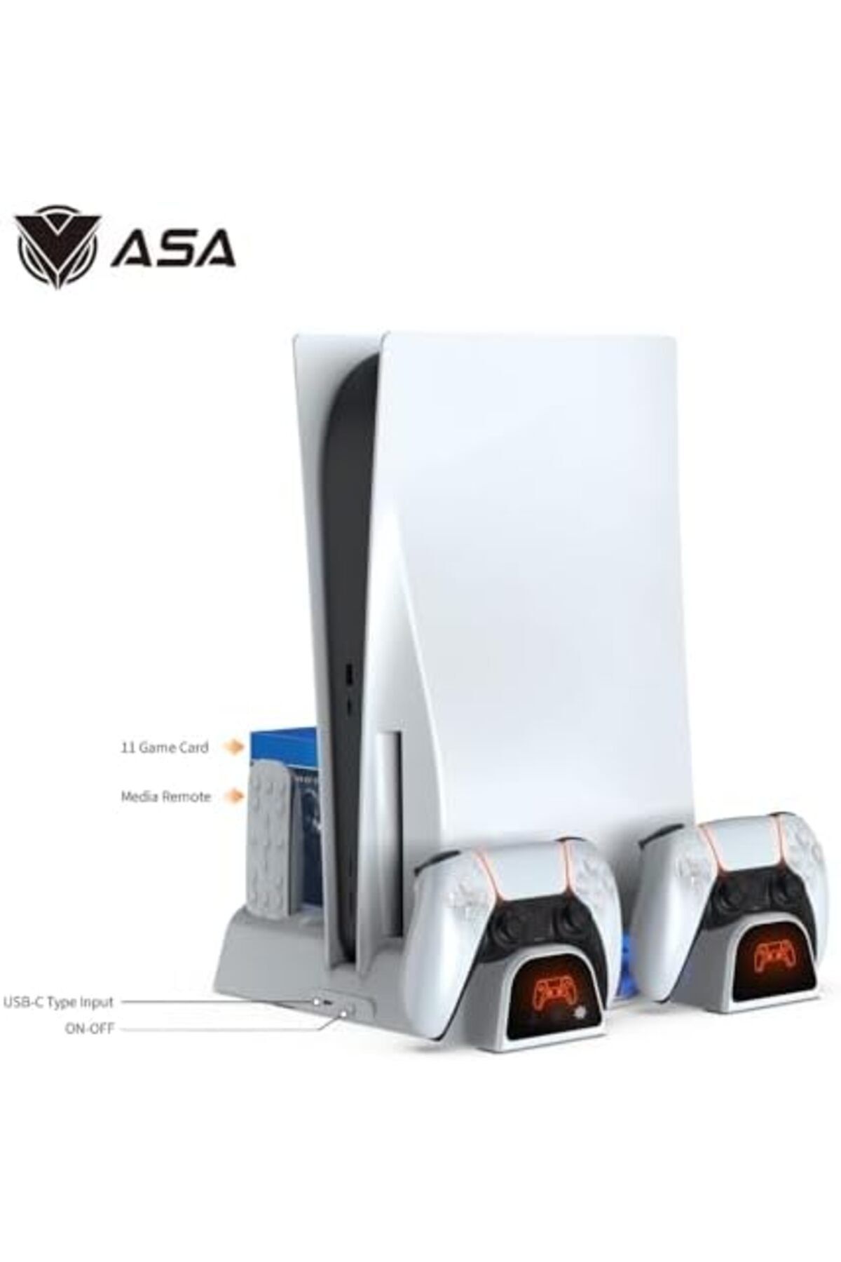 ASA-Dual Fast Charging Station For Ps5 Console With Game Storage Vertical Stand 1
