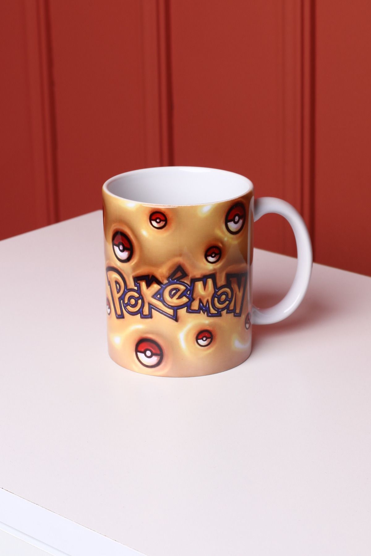 zerhome Pokemon Temalı 3 Boyutlu Beyaz Porselen Kupa Bardak