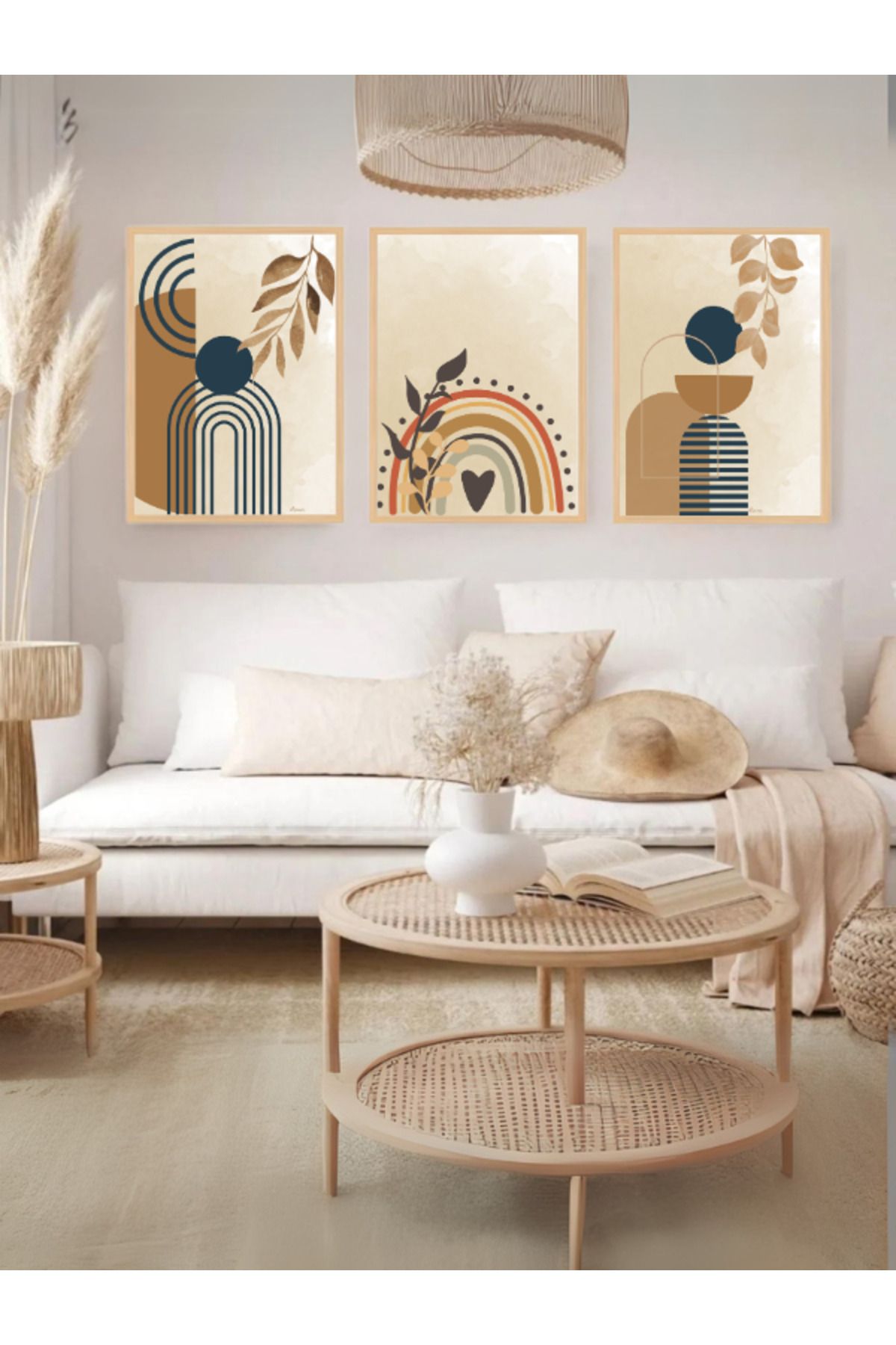 Tuba Decor 3 Parça Ahşap Çerçeve Görünümlü Mdf Tablo Seti