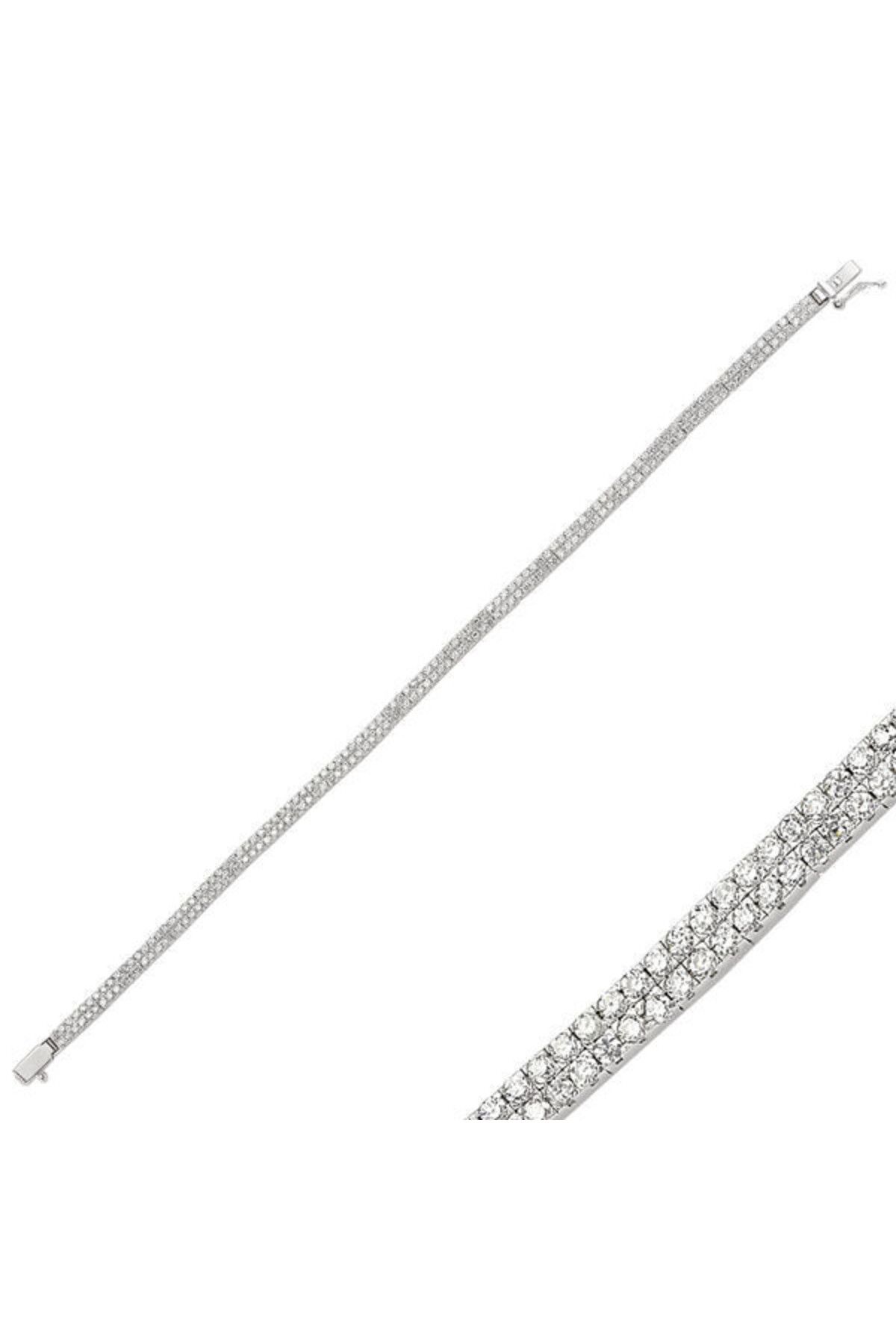 shop Su Yolu Zirkon Taşlı İki Sıralı 925 Ayar Gümüş Bileklik