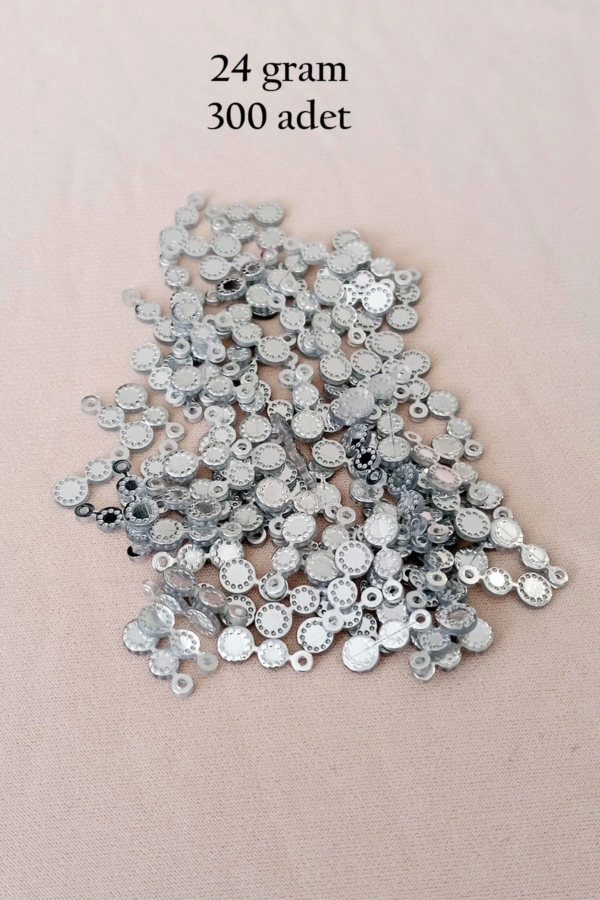 Royaleks Oya Abiye Bileklik Kolye Pleksi Metalik Plastik Pul Gümüş Renk 24 gram 300 adet - BNC560