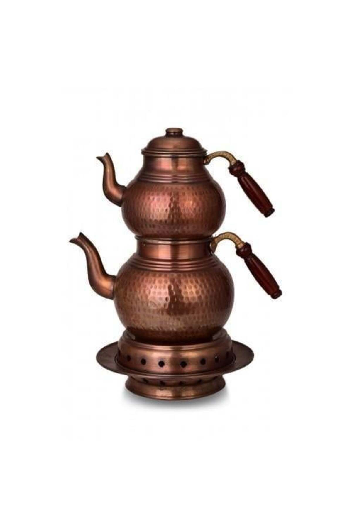 SLAINTE Klasik Çaydanlık Büyük Boy Isıtıcılı Takım El Dövme Oksit Bakır Çaydanlık