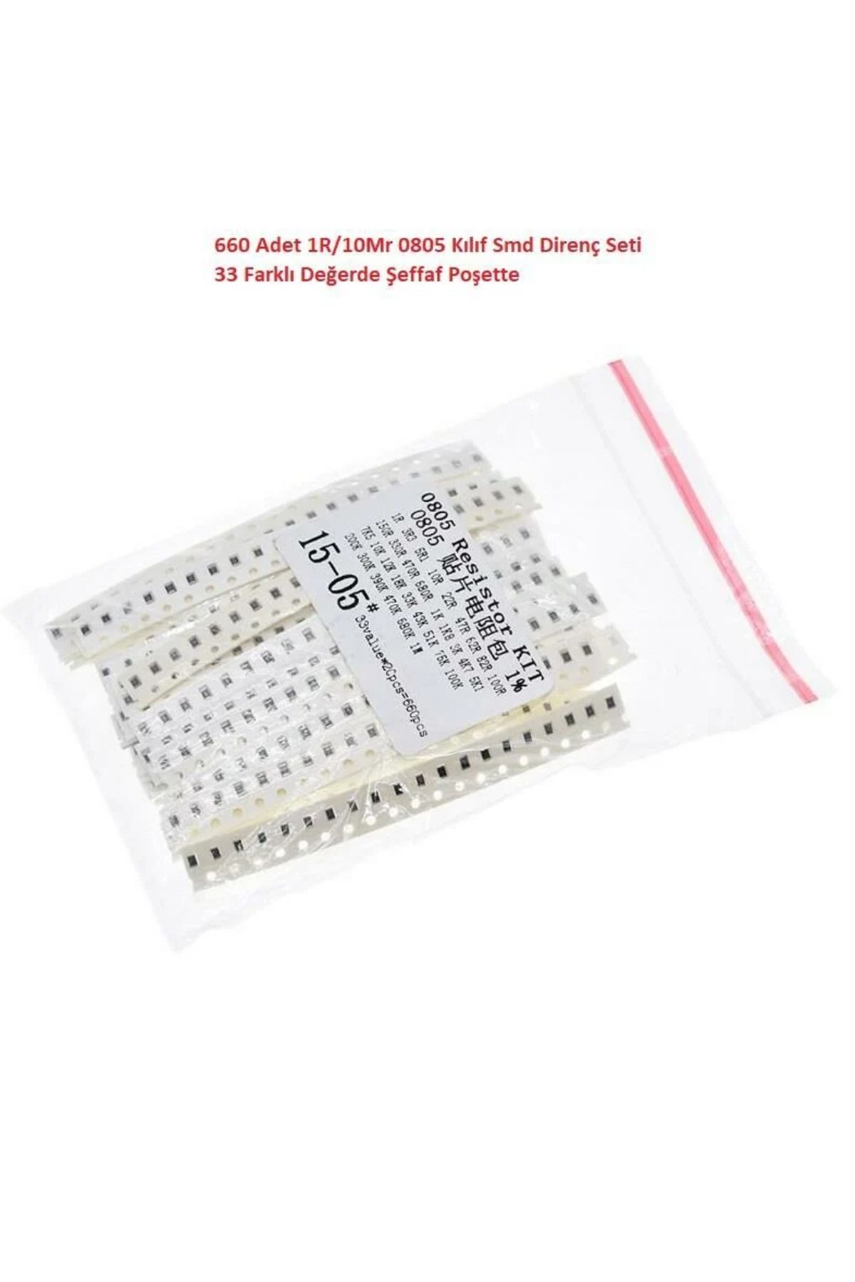 Arduino 660 Adet 1R/1Mr 0805 Kılıf Smd Direnç Seti %1 33 Farklı Değerde Şeffaf Poşette