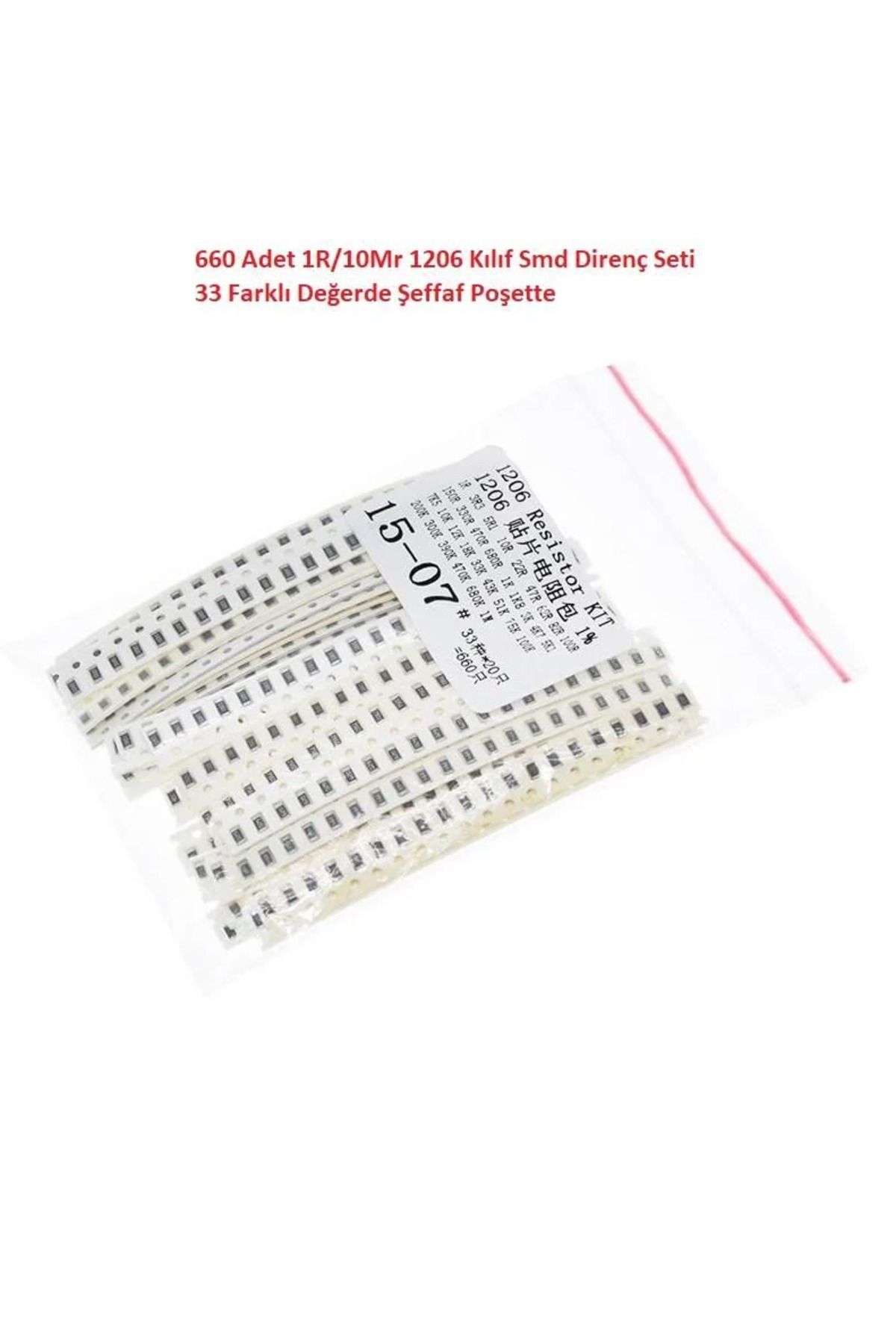 Arduino 660 Adet 1R/1Mr 1206 Kılıf Smd Direnç Seti %1 33 Farklı Değerde Şeffaf Poşette