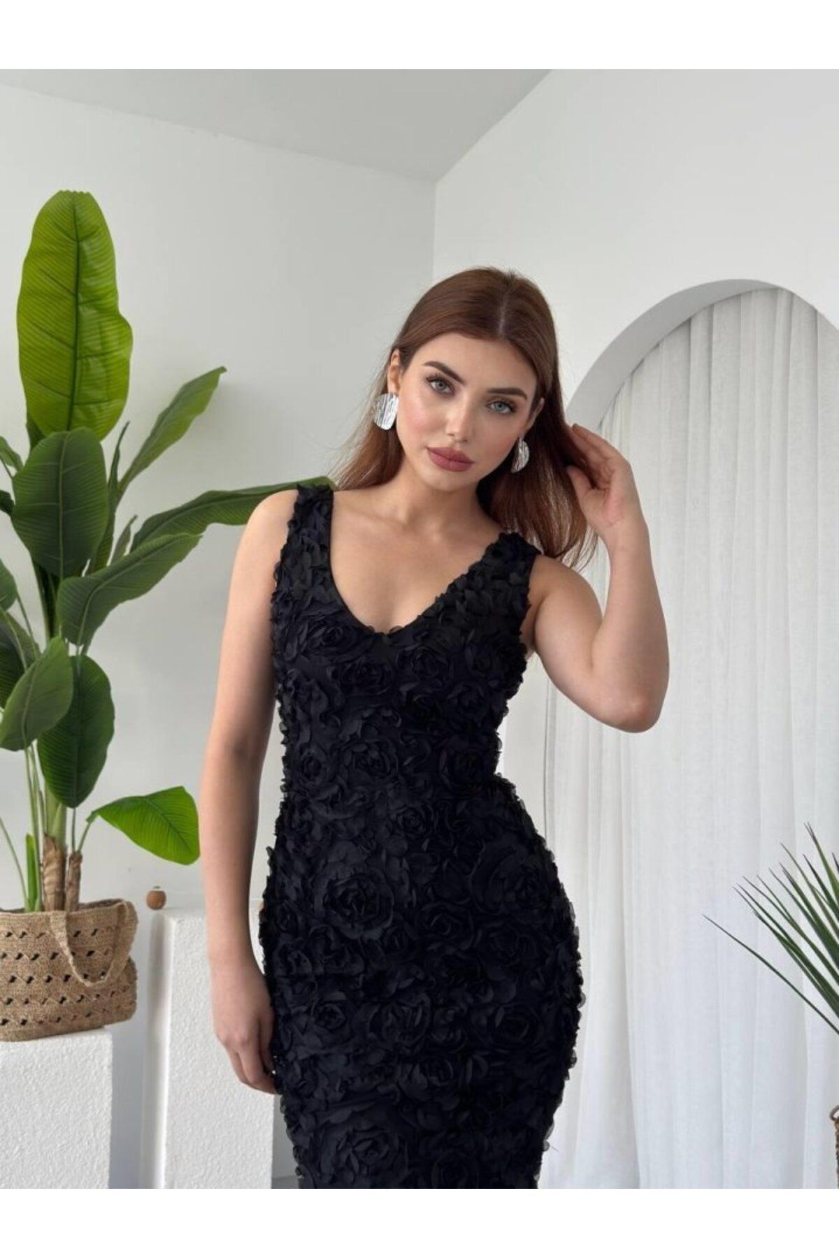 DRGY Kren Gül Detaylı Elbise