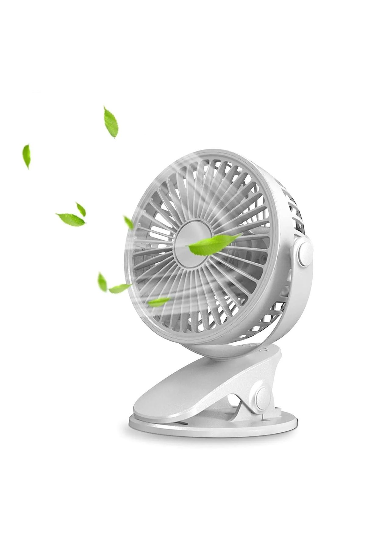 EXENAR Masaüstü Şarjlı Mandallı 360° Dönen Mini Fan Vantilatör Şarjlı Klipsli Soğutucu 3 Kademe 8000 RPM
