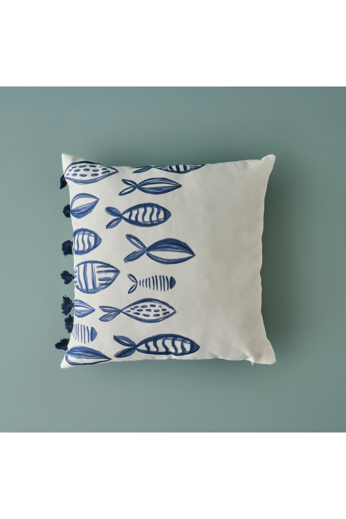 Bella Maison %100 Pamuk Marine Püsküllü Kırlent Kılıfı Beyaz (45x45 cm)