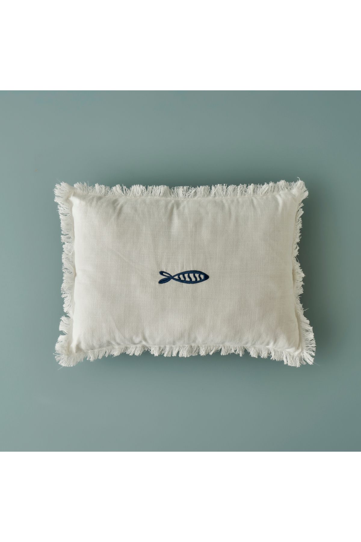 Bella Maison %100 Pamuk Marine Nakışlı Kırlent Kılıfı Beyaz (35x50 cm)