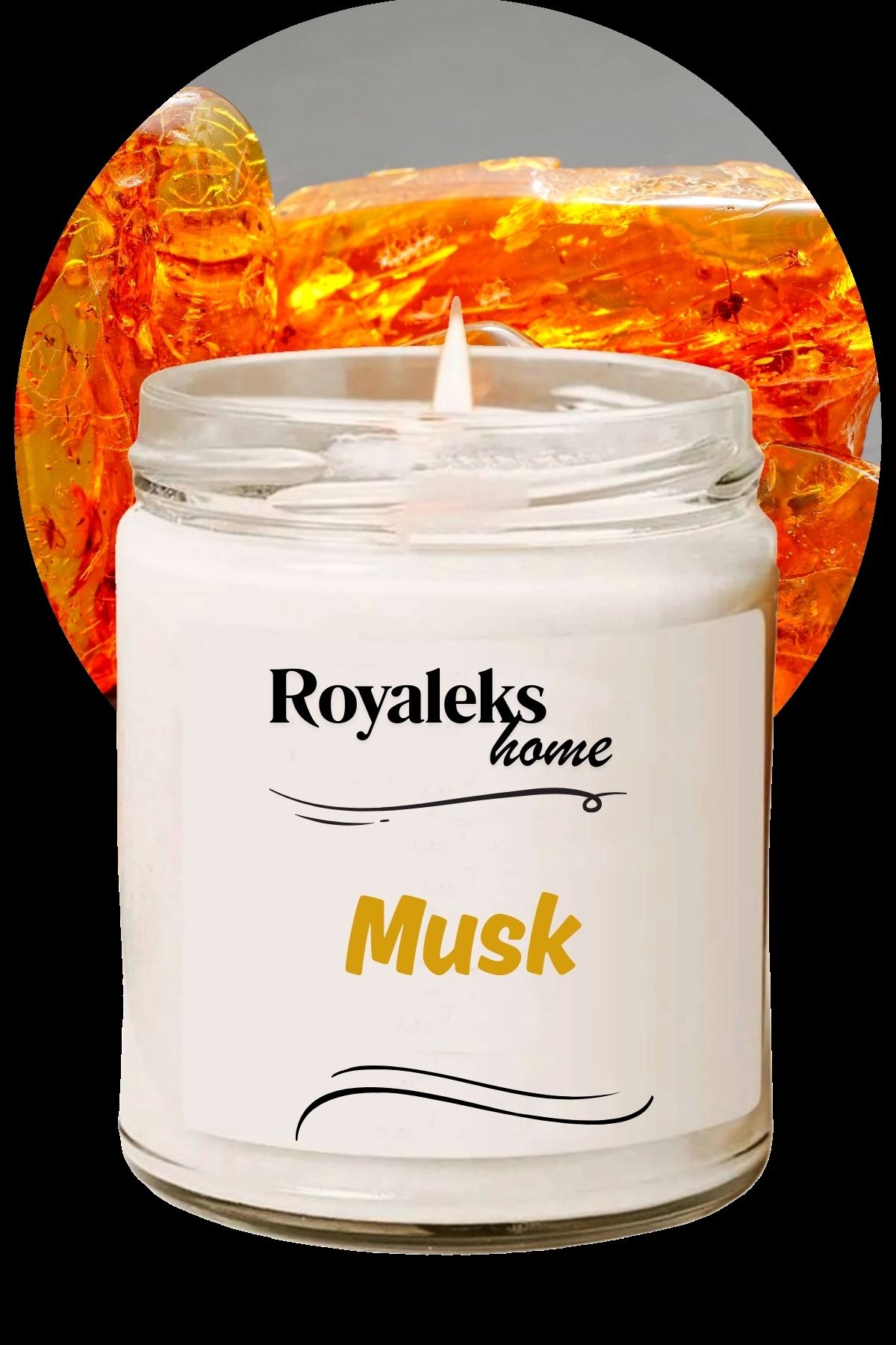 Royaleks Doğal Özel Seri Kokulu Dekoratif Kavanoz Mum 210 cc - Musk Esansı - RYL