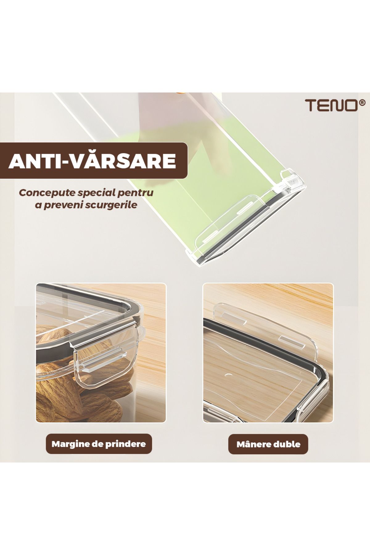 Teno-Set 24 Recipiente pentru Depozitare Alimentara Teno®, fara BPA, diverse dimensiuni, transparent 7