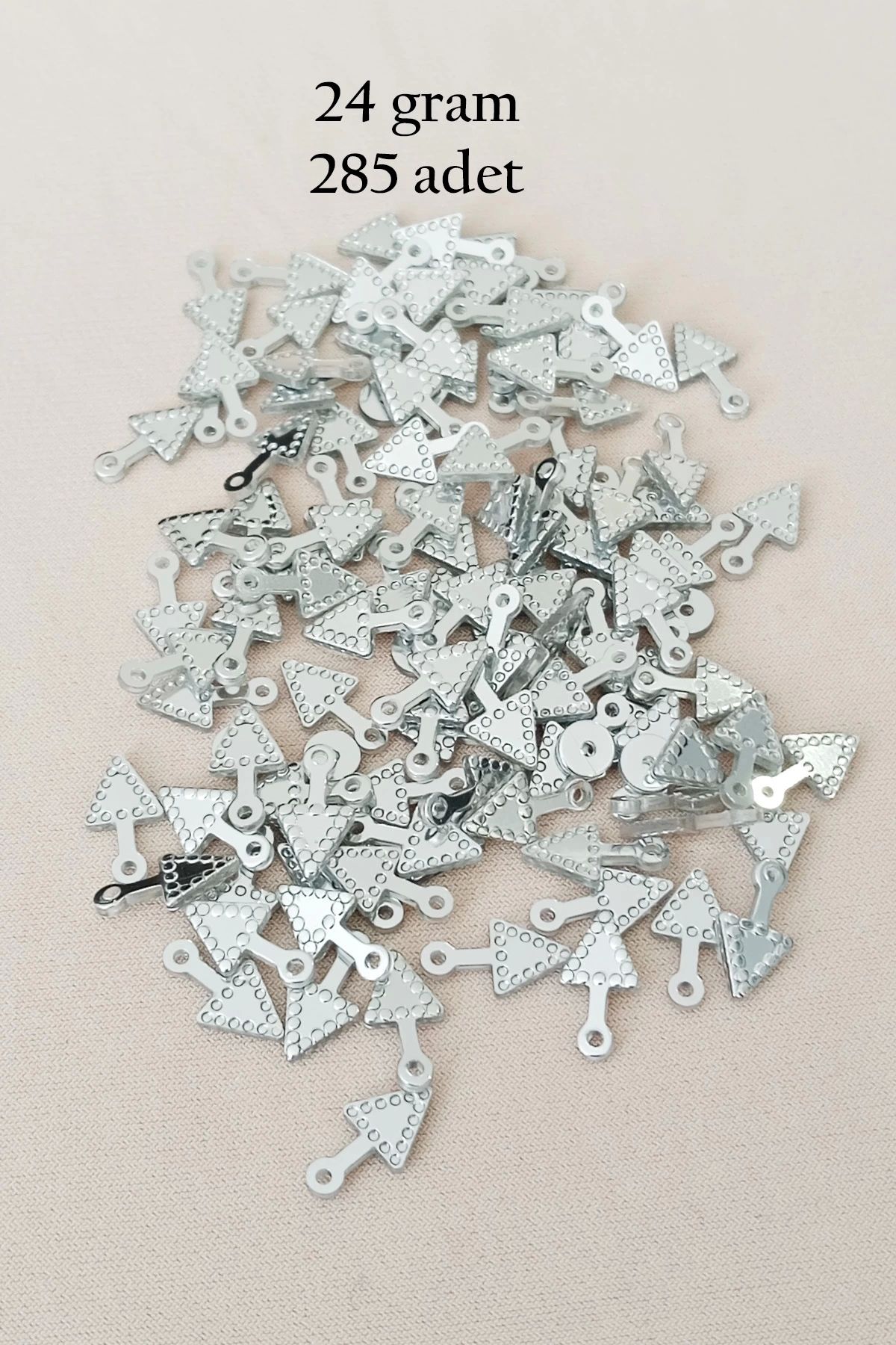Royaleks Oya Abiye Bileklik Kolye Pleksi Metalik Plastik Pul Gümüş Renk 24 gram 285 adet - BNC565