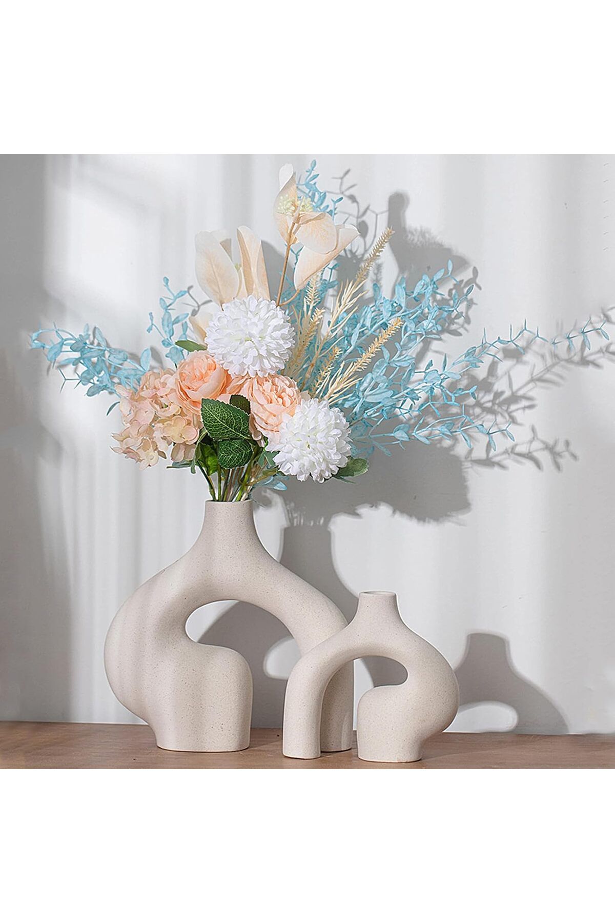 Generic-White Ceramic Vases Set of 2, Irregular Modern Pampas Flower Vase, Matte Minimalist Nordic Boho Ins 5