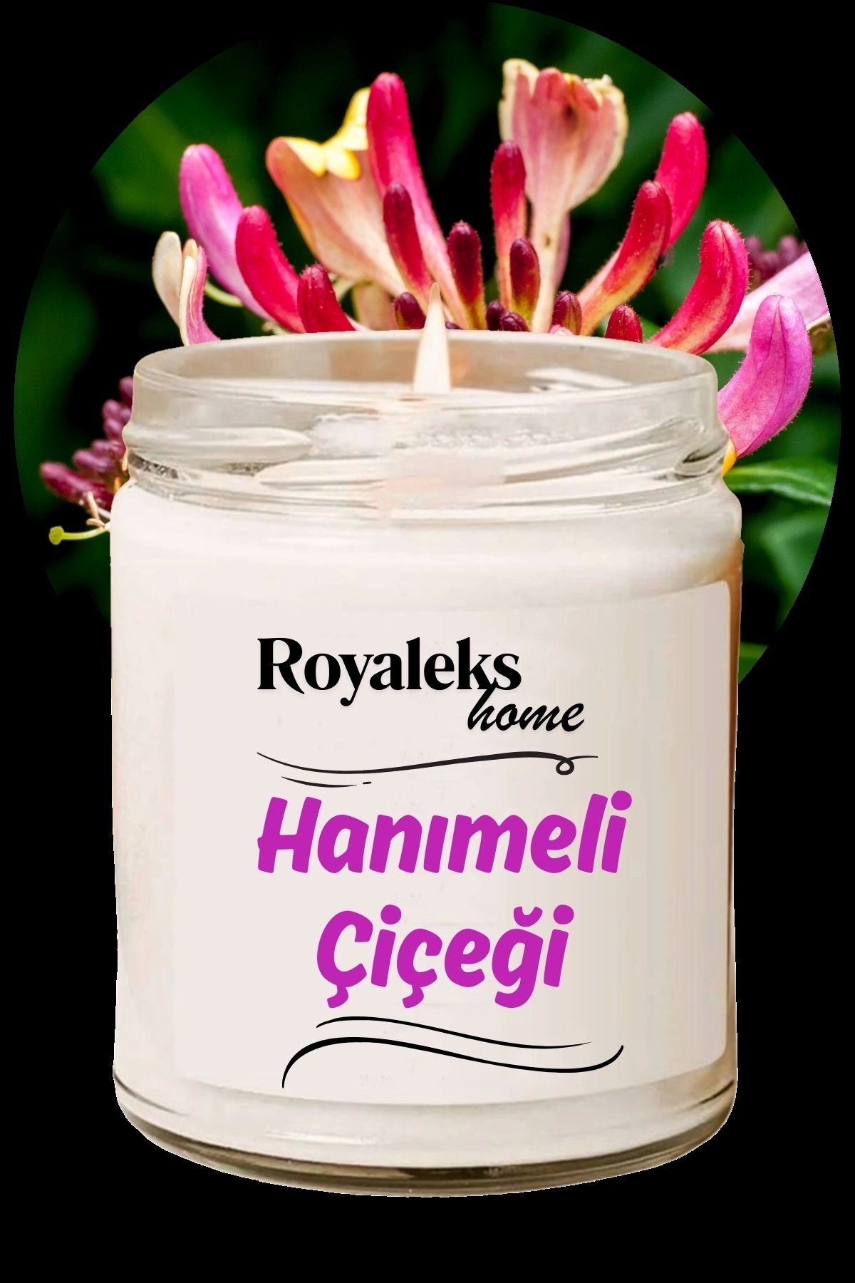 Royaleks Doğal Özel Seri Kokulu Dekoratif Kavanoz Mum 210 cc - Hanımeli Esansı - RYL
