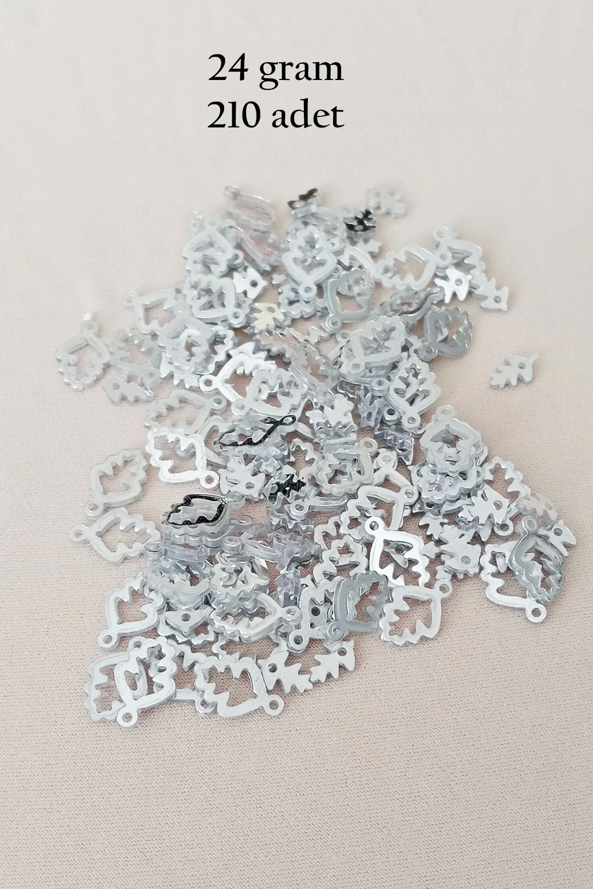 Royaleks Oya Abiye Bileklik Kolye Pleksi Metalik Plastik Pul Gümüş Renk 24 gram 210 adet - BNC573