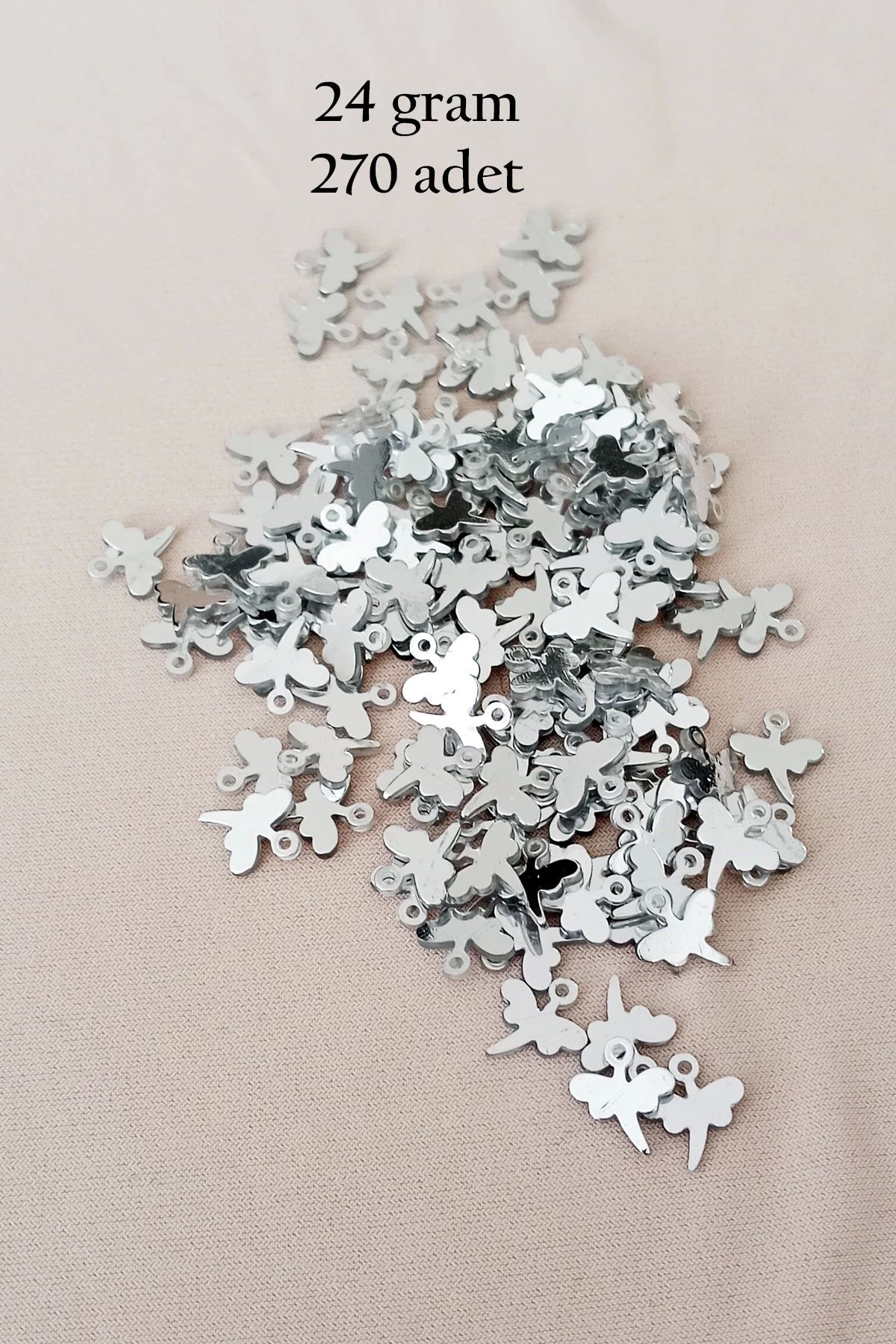 Royaleks Oya Abiye Bileklik Kolye Pleksi Metalik Plastik Pul Gümüş Renk 24 gram 270 adet - BNC563
