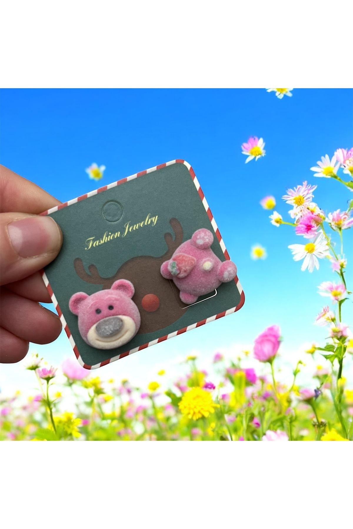 alpikom SEVİMLİ İĞNELİ PELUŞ ÇOCUK KÜPESİ