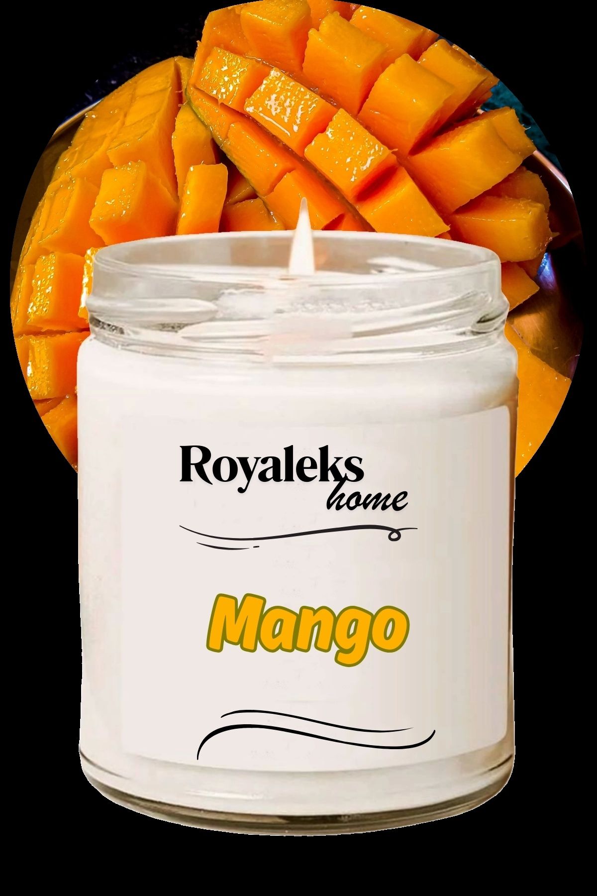 Royaleks Doğal Özel Seri Kokulu Dekoratif Kavanoz Mum 210 cc - Mango Esansı - RYL