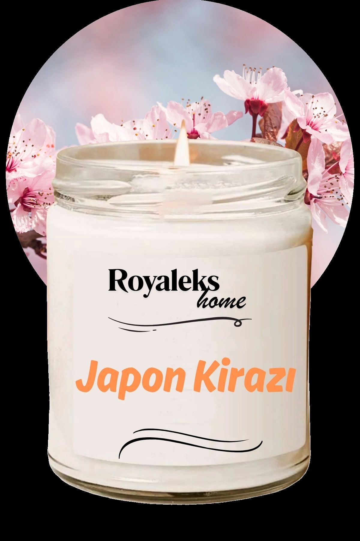 Royaleks Doğal Özel Seri Kokulu Dekoratif Kavanoz Mum 210 cc - Japon Kirazı Esansı - RYL