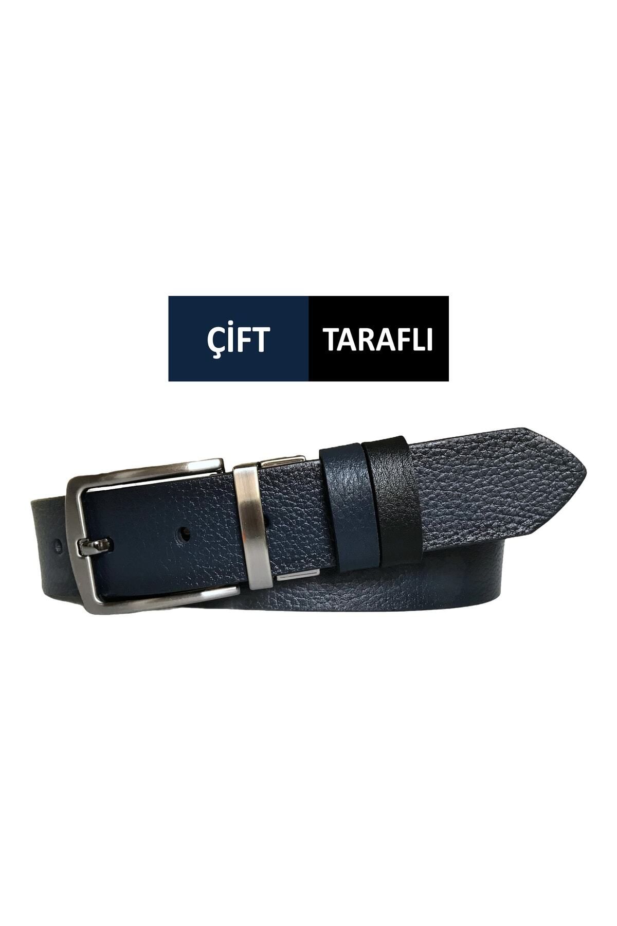 fawori deri Hakiki Deri Çift Taraflı 4 Cm Kemer; Lacivert, Siyah=dk-çift.duz-lasi