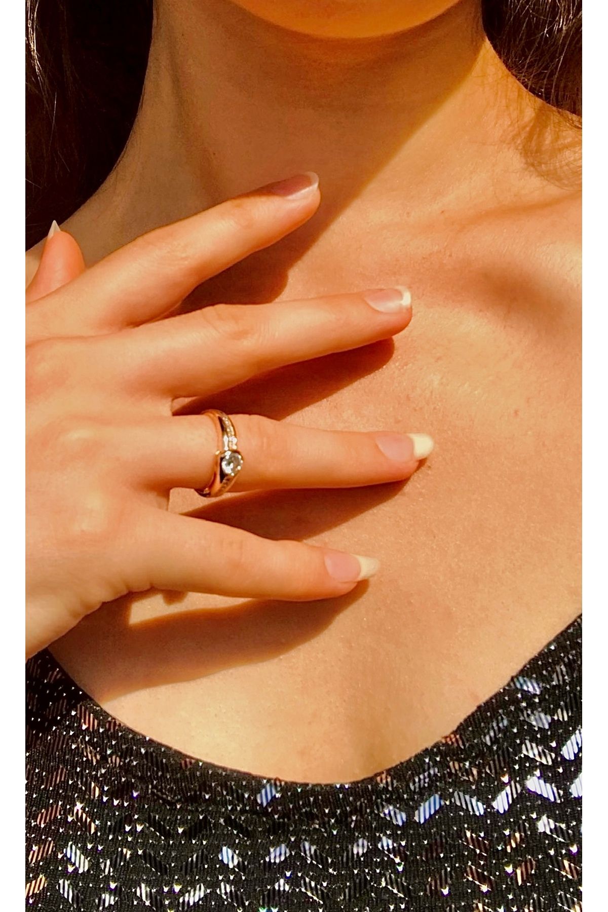 Vamos Jewelry Xuping Tek Taş Model Rose Renk Kararmaz Anti-alerjik Yüzük