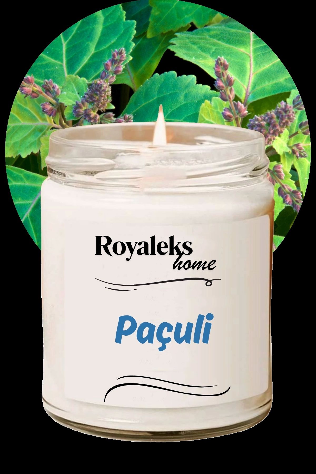 Royaleks Doğal Özel Seri Kokulu Dekoratif Kavanoz Mum 210 cc - Paçuli Esansı - RYL