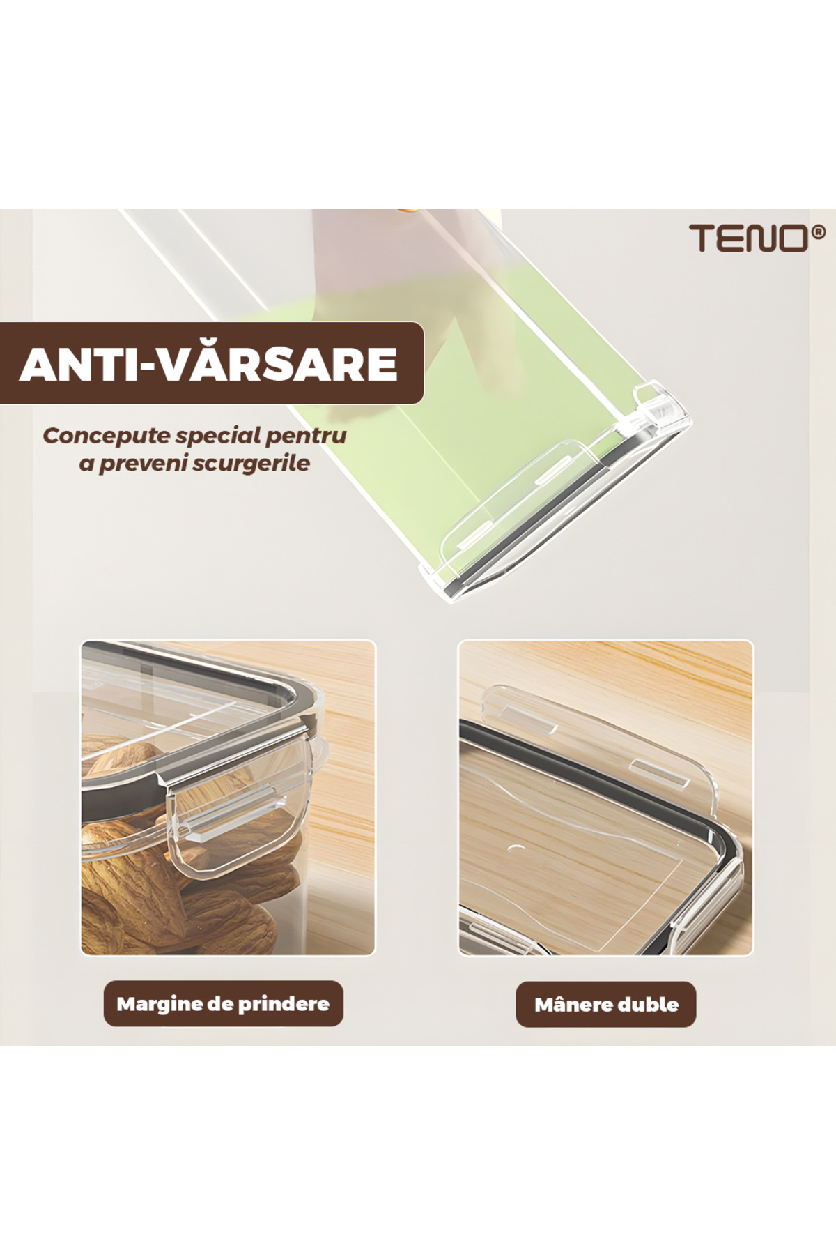 Teno-Set 42 Recipiente pentru Depozitare Alimentara Teno®, fara BPA, diverse dimensiuni, transparent 9