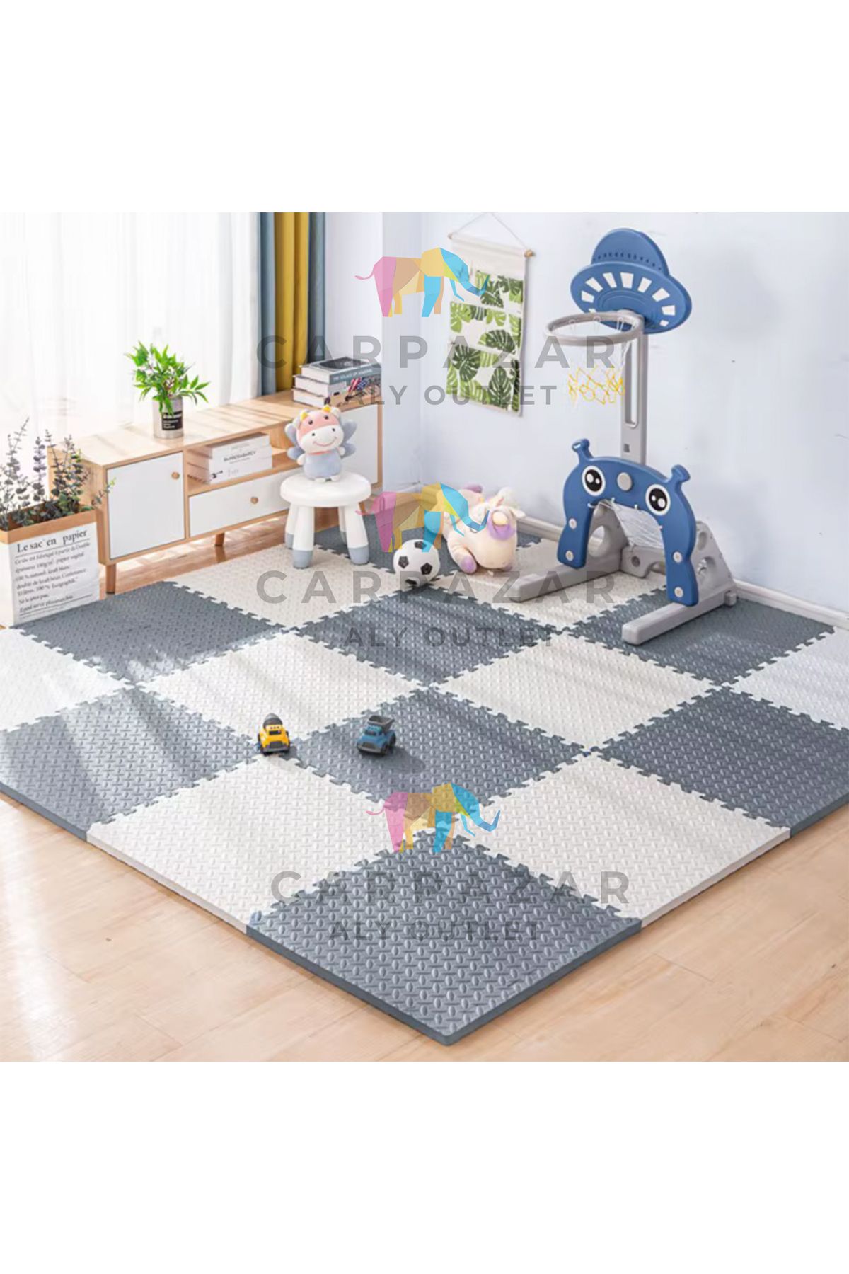 CARPAZAR 16'lı Set Fitness Pilates Yoga Eva Minder Mat Puzzle Kaymaz Su Geçirmez 50x50 13mm