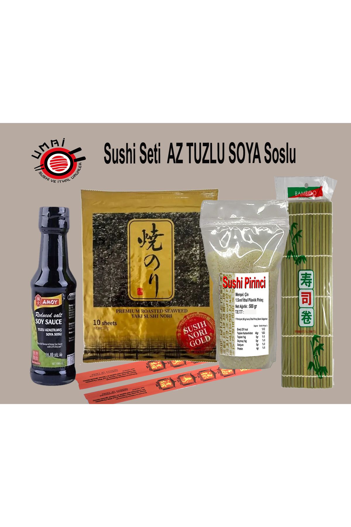 UMAİ Sushi Seti _AZ TUZLU SOYA Soslu Nettenyolla/ Suşi Seti