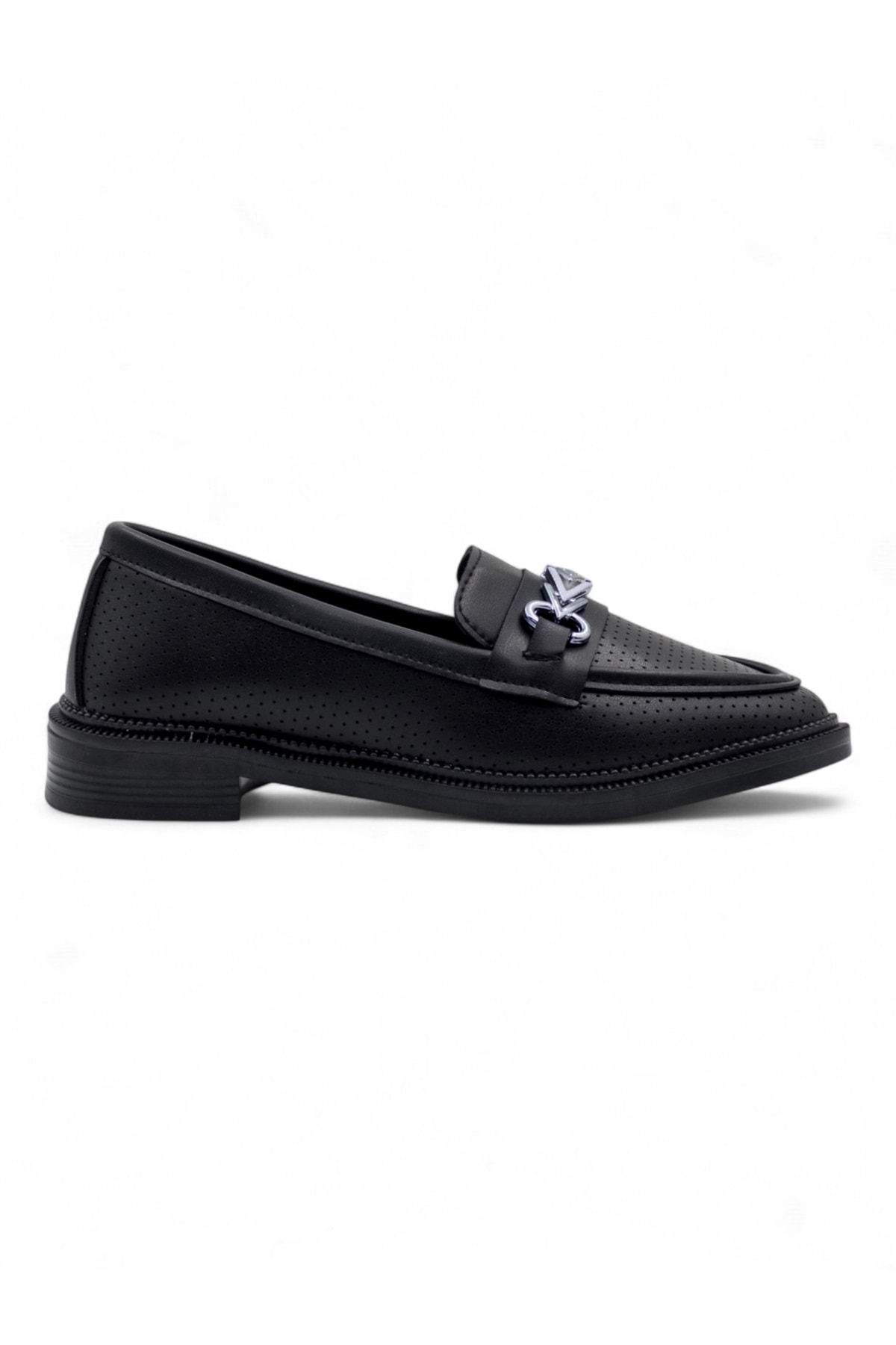 Doruk Shoes TOKALI GÜNLÜK KADIN LOAFER AYAKKABI SİYAH