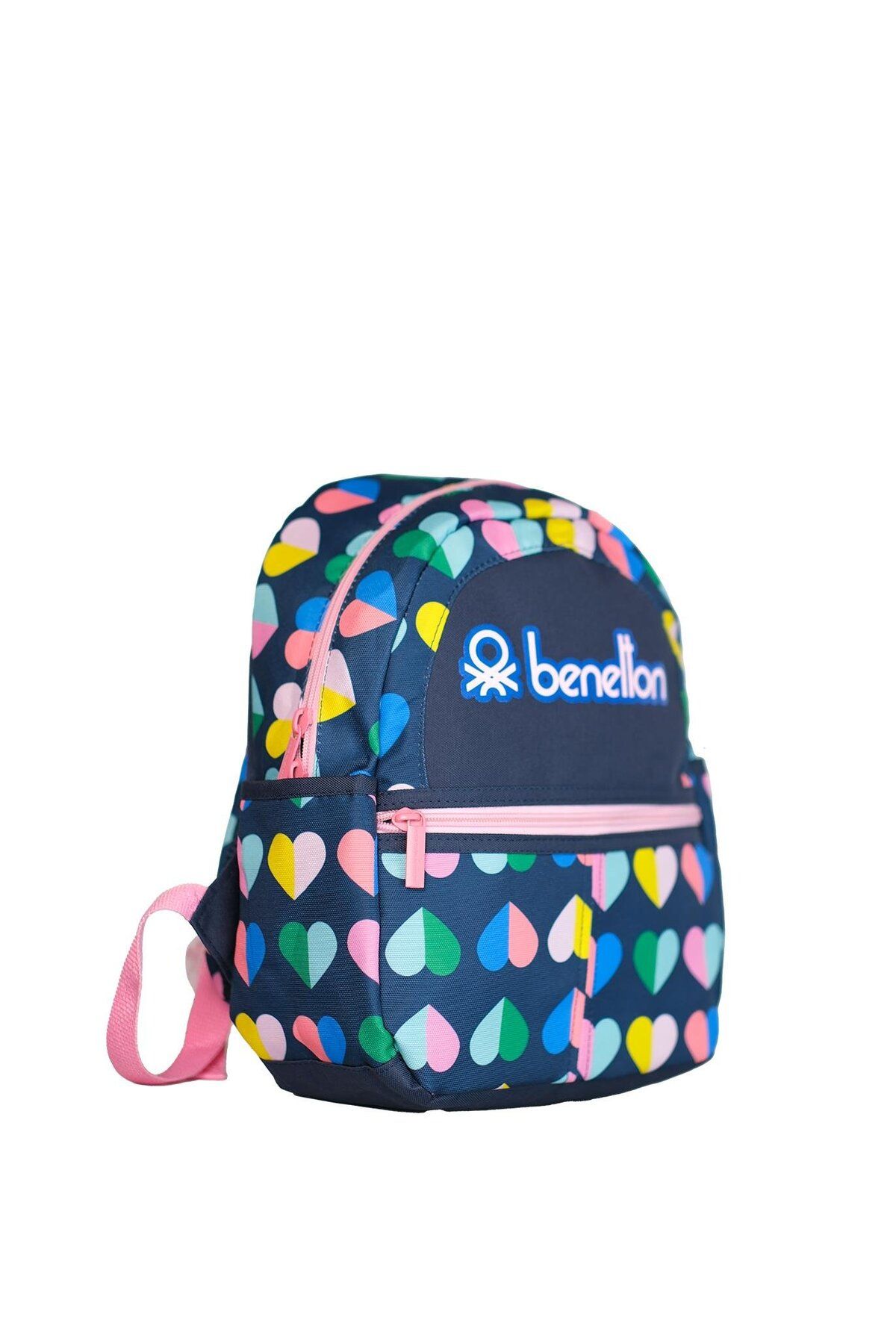 United Colors of Benetton KIZ ÇOCUK MİNİ KALP DESENLİ ANAOKUL ÇANTASI 13027 STD Lacivert