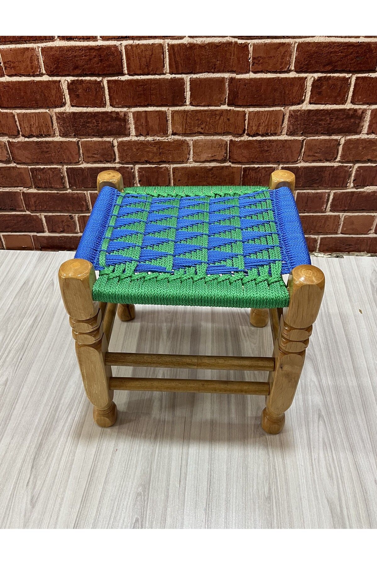 KAÇKAR KUZİNE SOBA EL YAPIMI AHŞAP TABURE İSKEMLE SANDALYE (MAVİ YEŞİL)