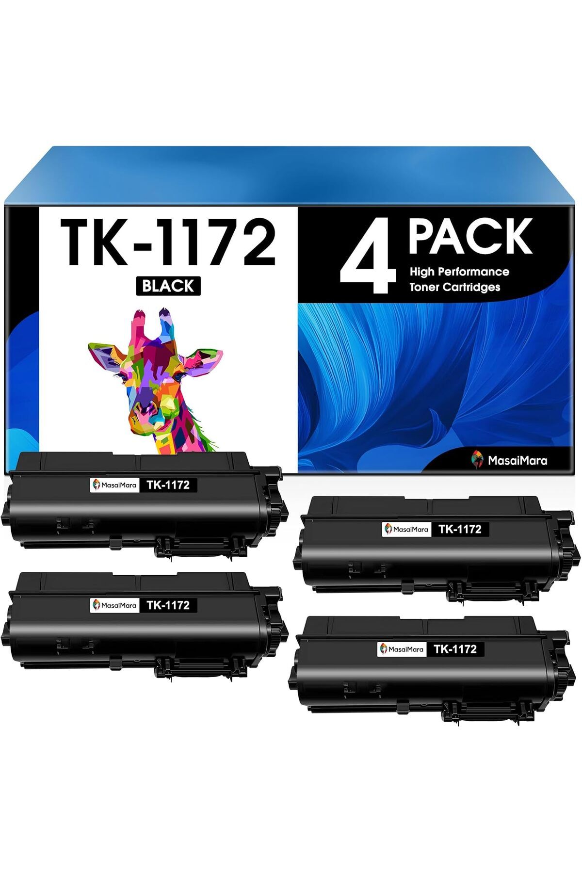 KYOCERA TK1170/1172 M2040dn M2540d M2540dne M2540dnw M2540dw M2640idw Printer (Black, 4-Pack)