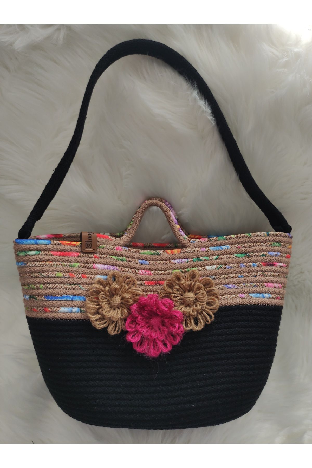 shop EL YAPIMI SİYAH ÇANTA Taban25cm Genişlik40cm Yükseklik23cm