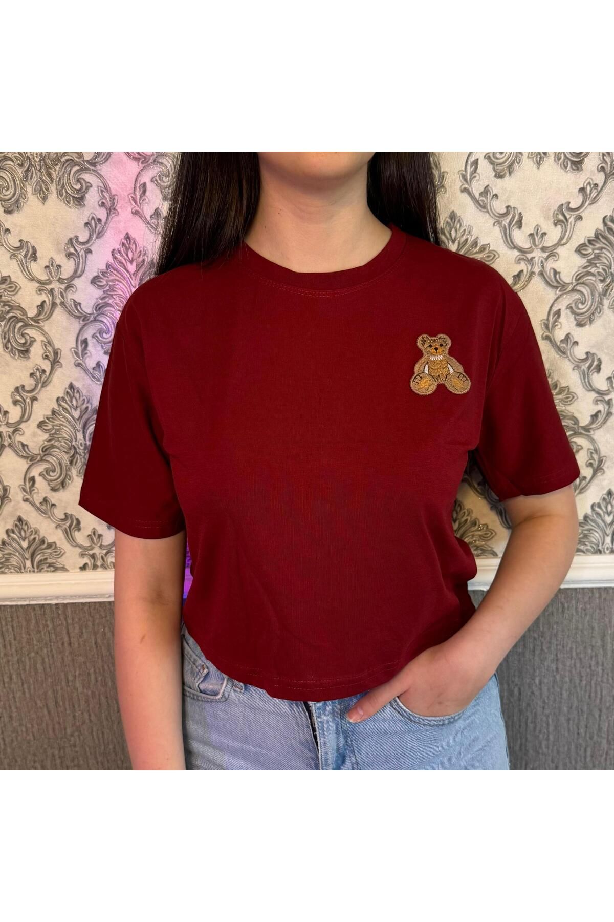 LASVİKA kadın ayıcık detaylı tshirt