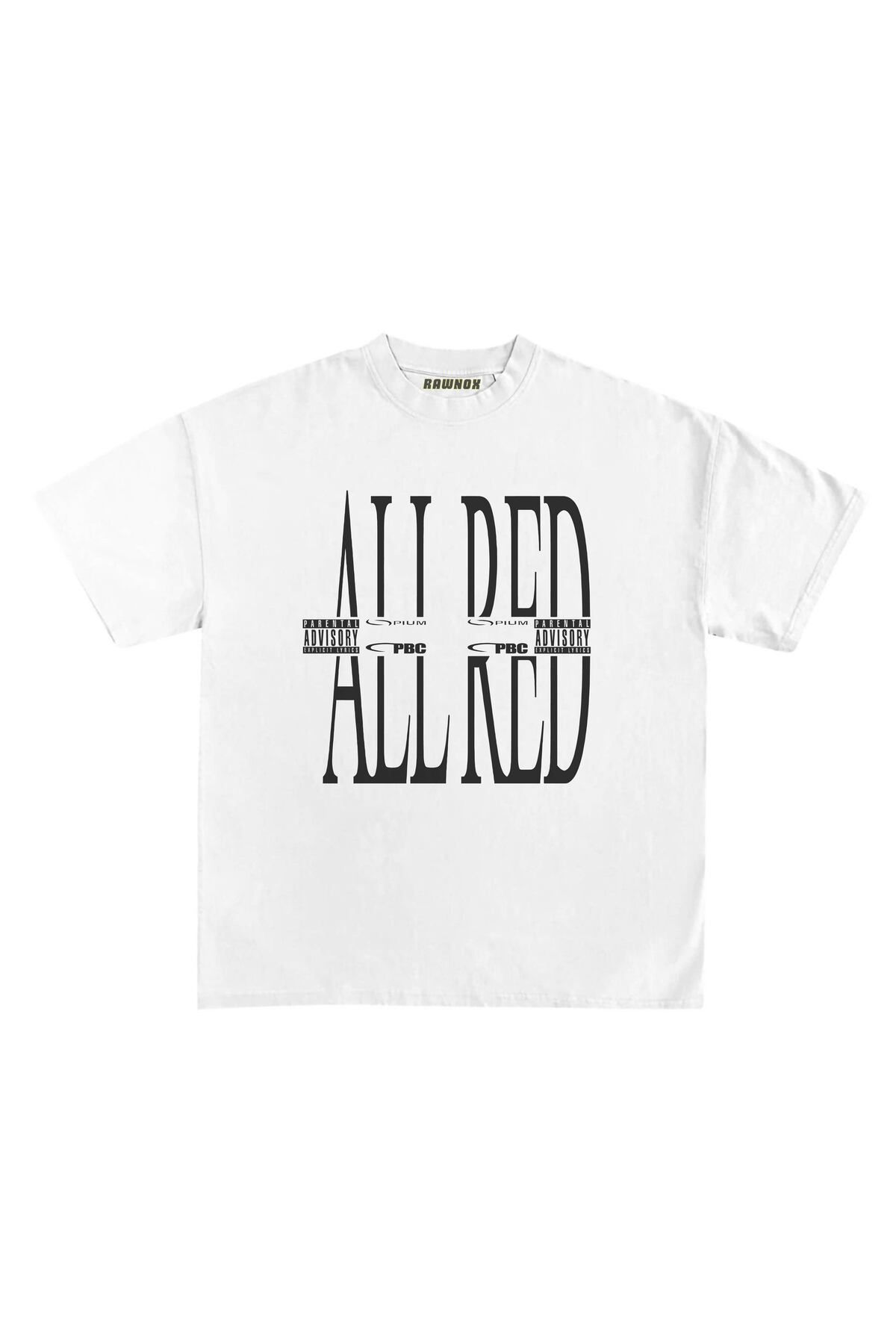 RawNox Unisex Bol Kalıp Relax AllRed Baskılı T-shirt