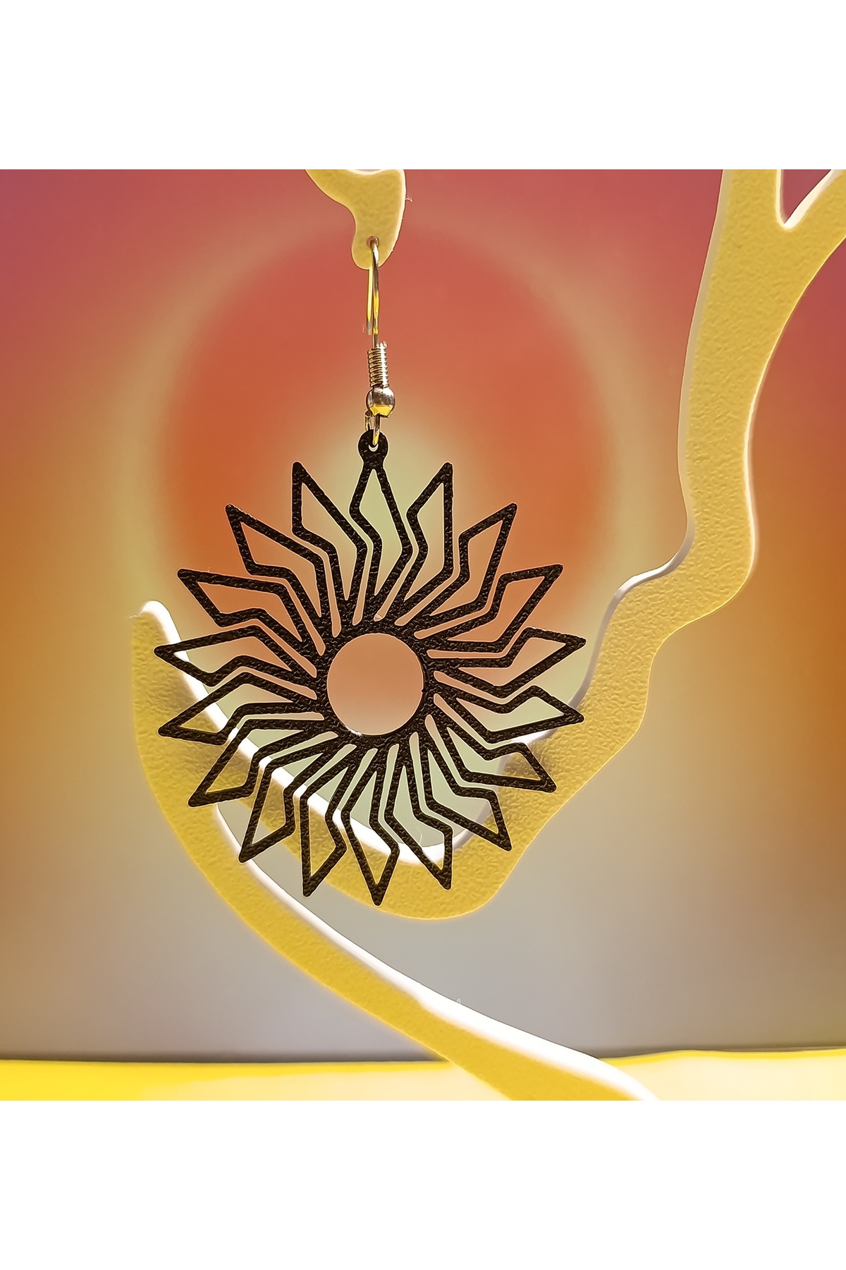 Sun Earrings, Black, 3D Printing