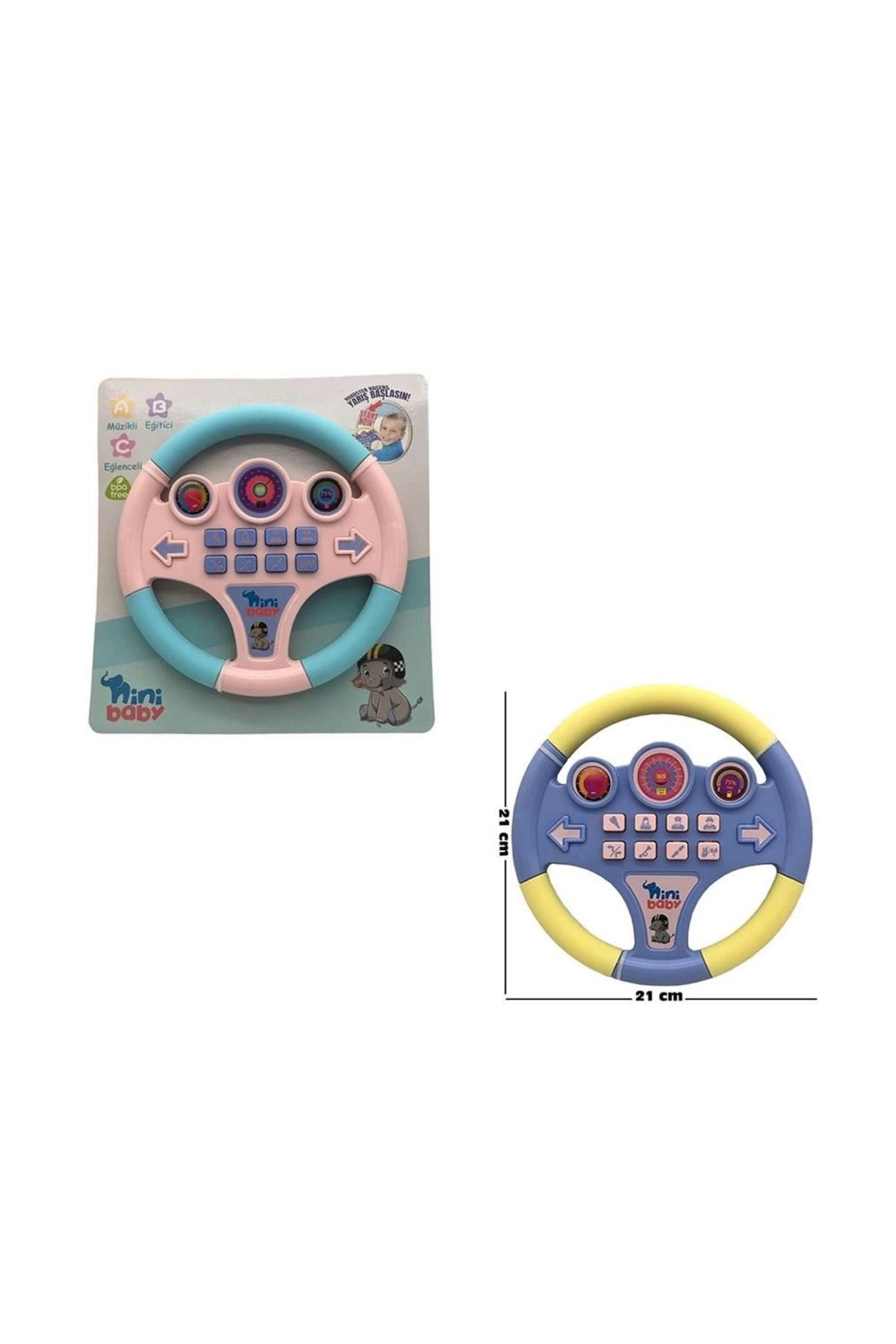 ÖYKÜ VE YİĞİT Nini Baby Direksiyon Eğitici Sesli Müzikli 21*21 Cm 8 Tuşlu Oyuncak Direksiyon