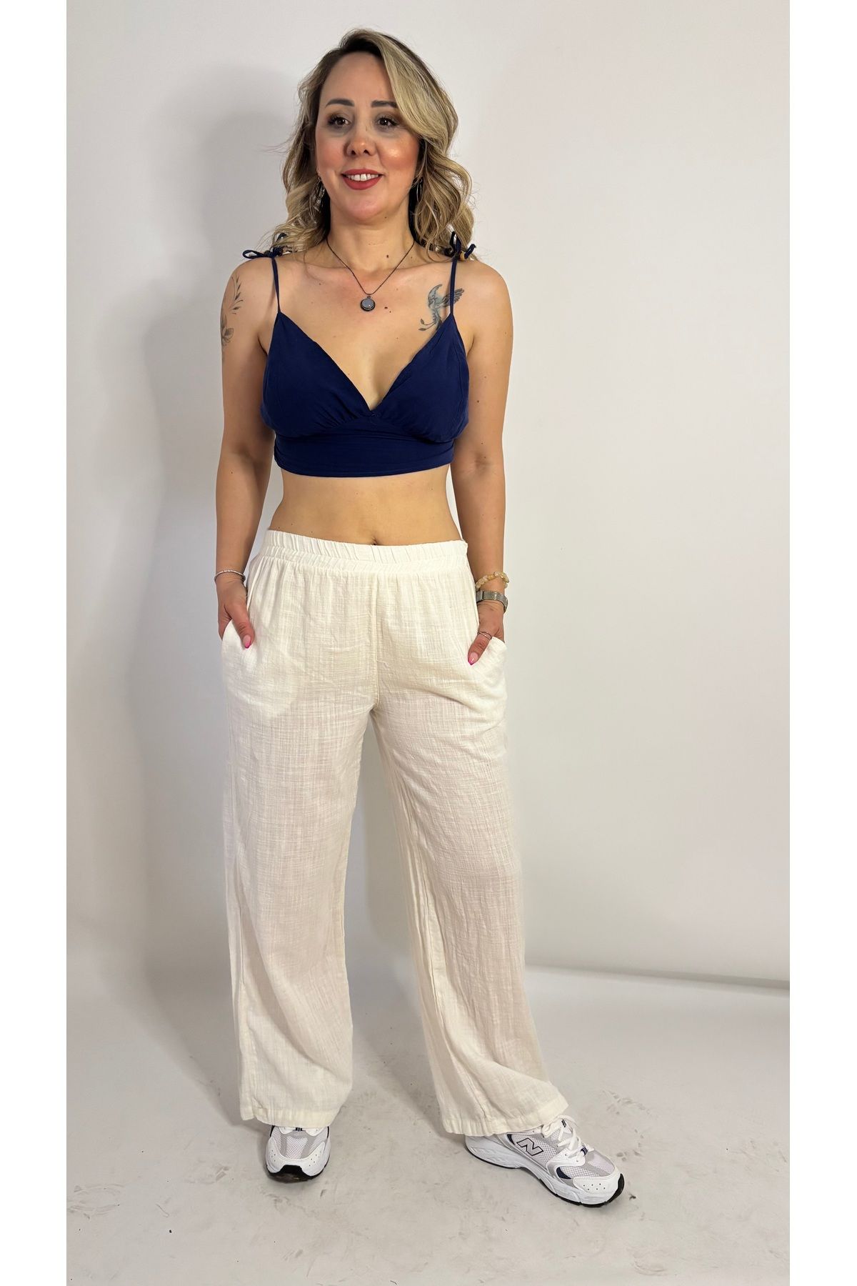 HT Boutique Keten Görünümlü Pantolon