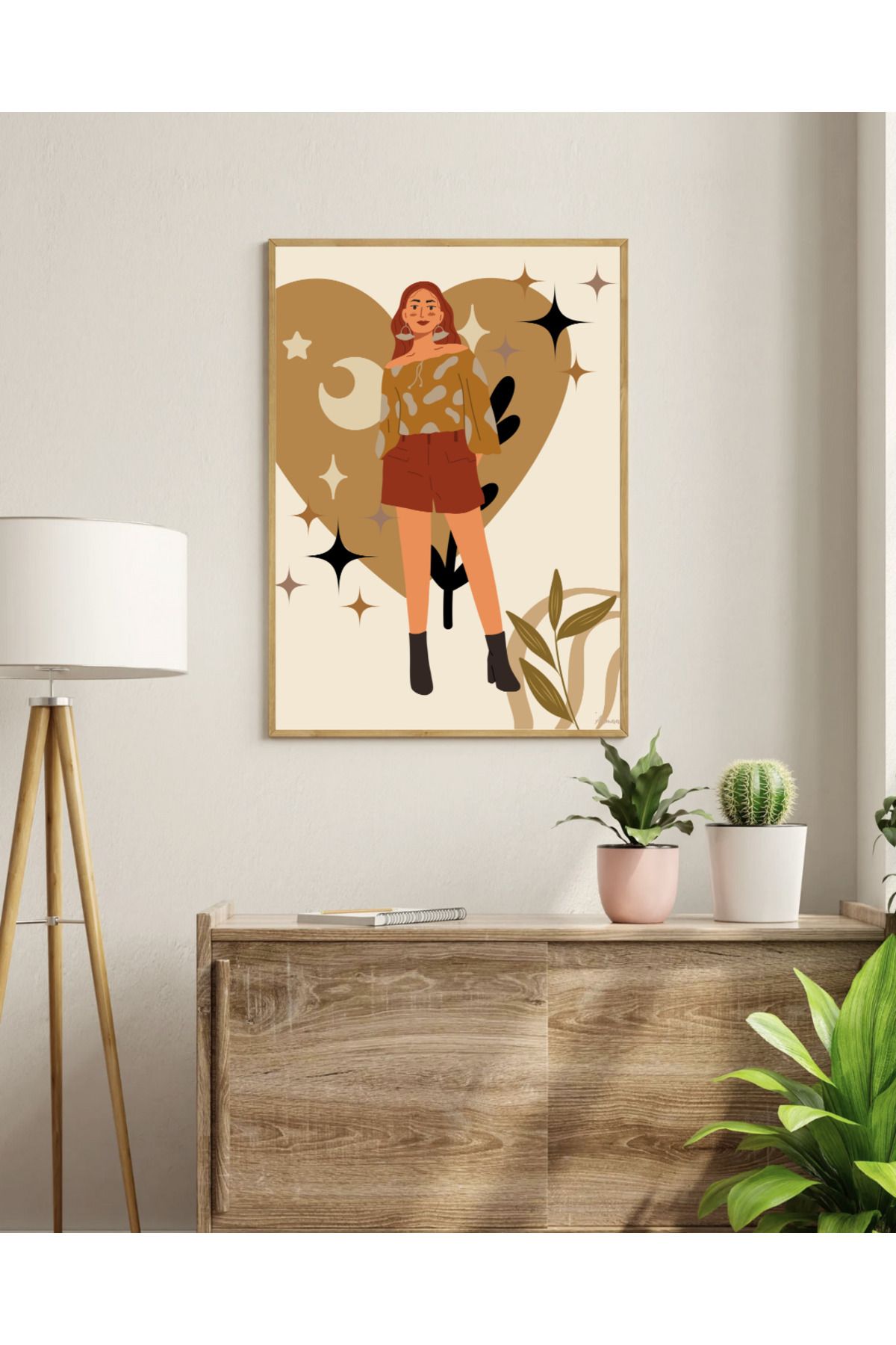 Tuba Decor Tek parça Ahşap Çerçeve Görünümlü MDF Tablo